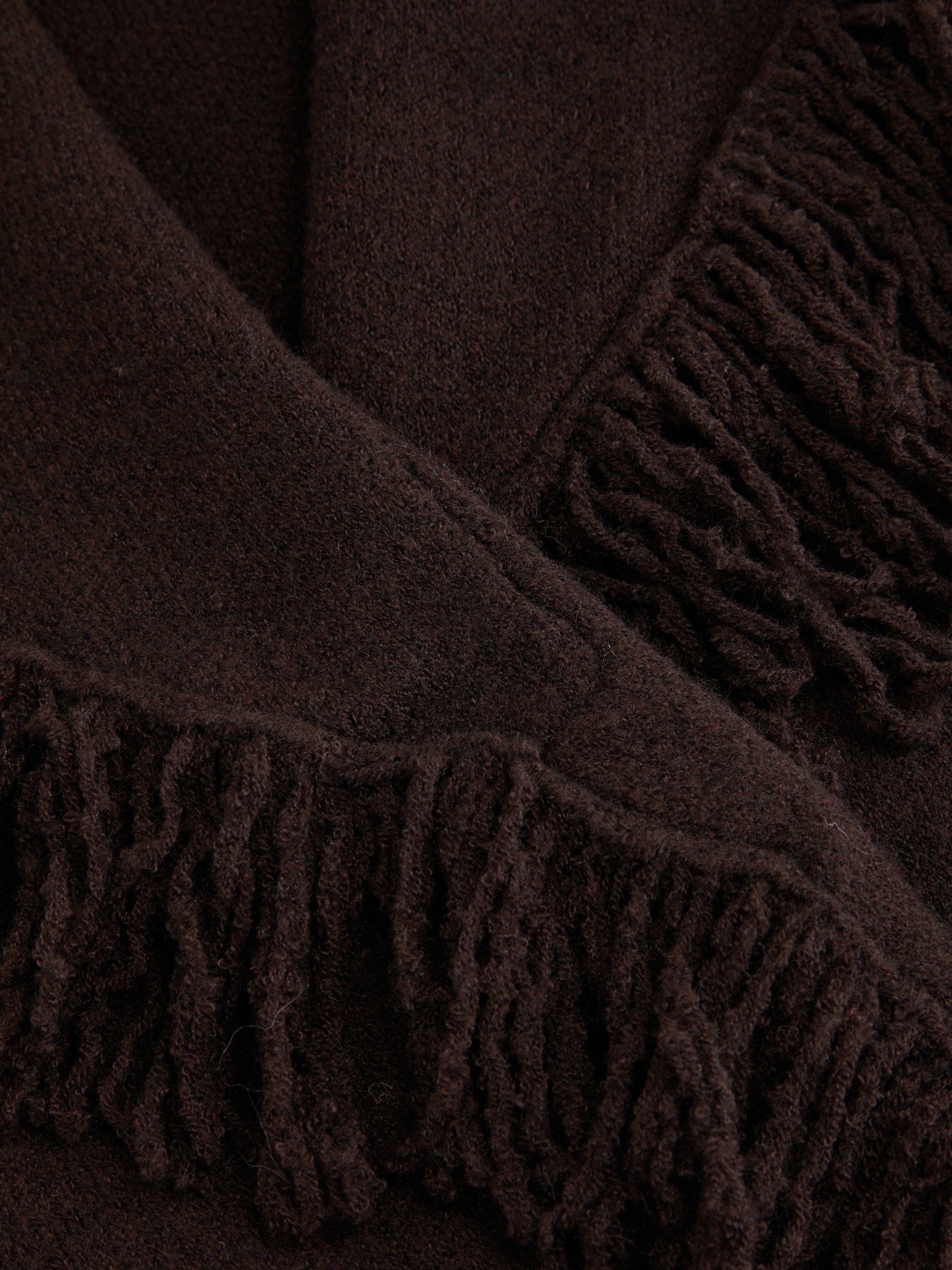 Fringed Wool-blend Knit Wrap Cardigan With Belt - Coffee