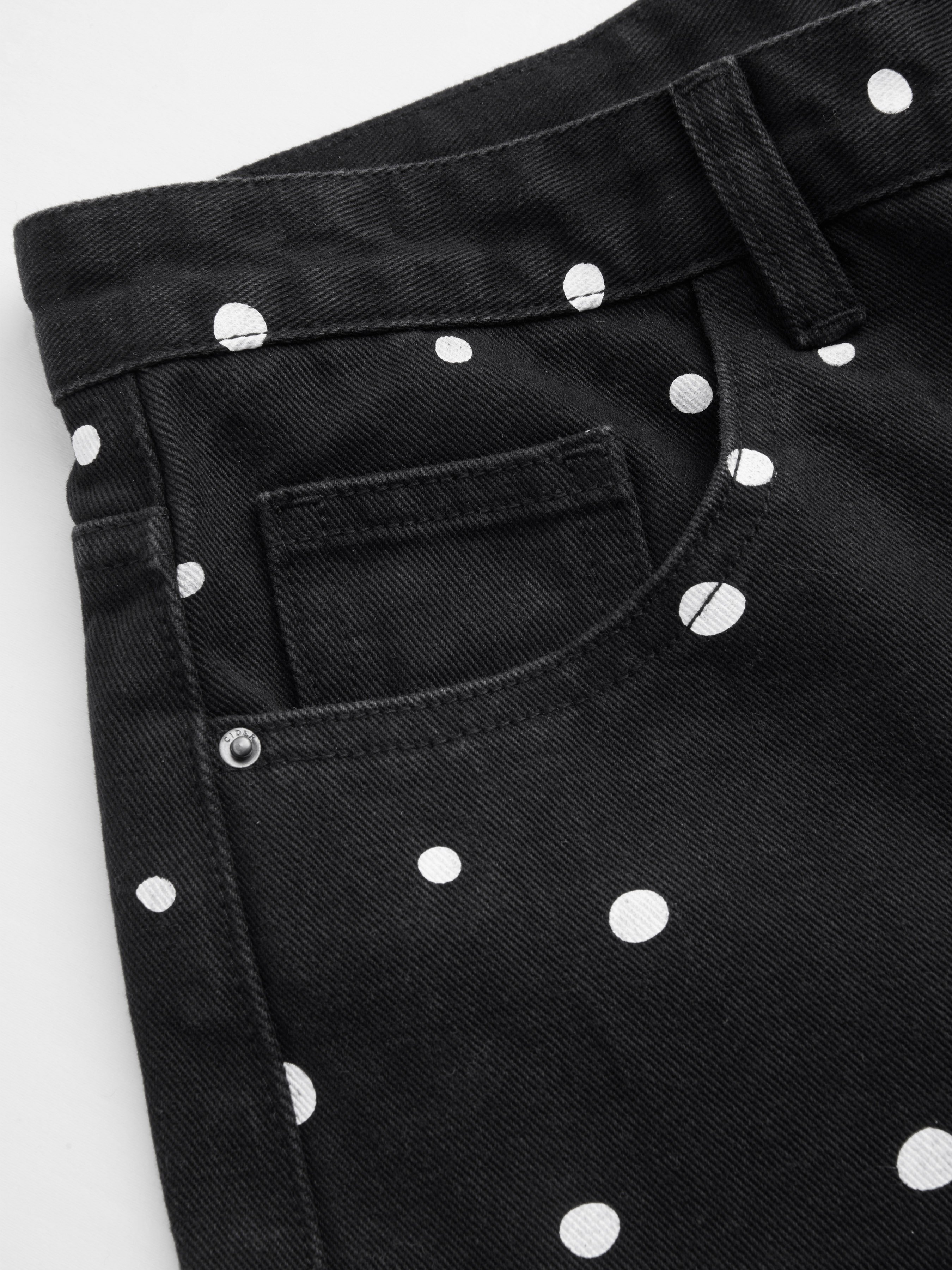 Denim Low-Rise Baggy Trousers - Black & White