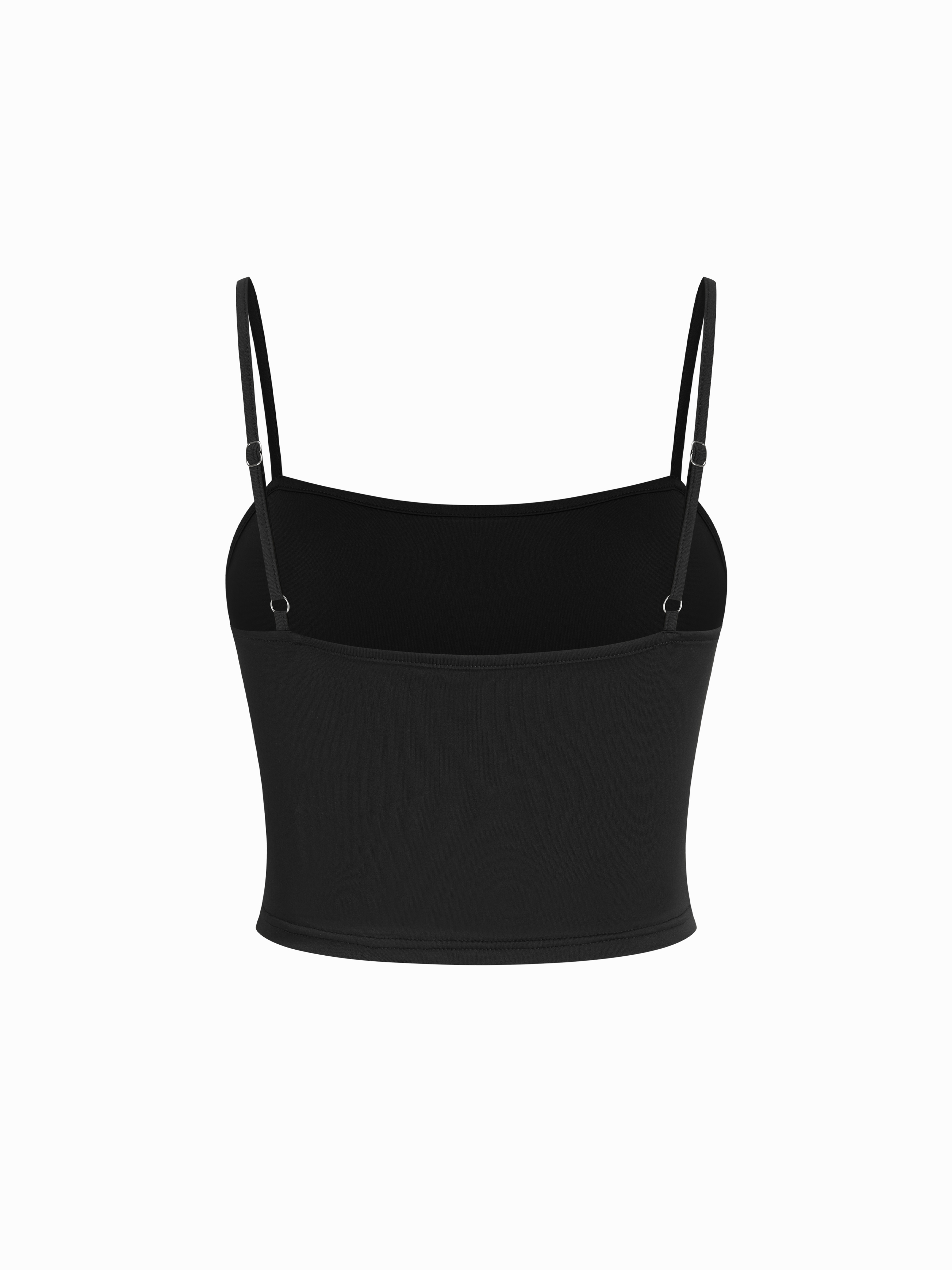 Cotton-blend Textured Asymmetrical Neck Lantern Sleeve Oversized Top & Cami Top - Black