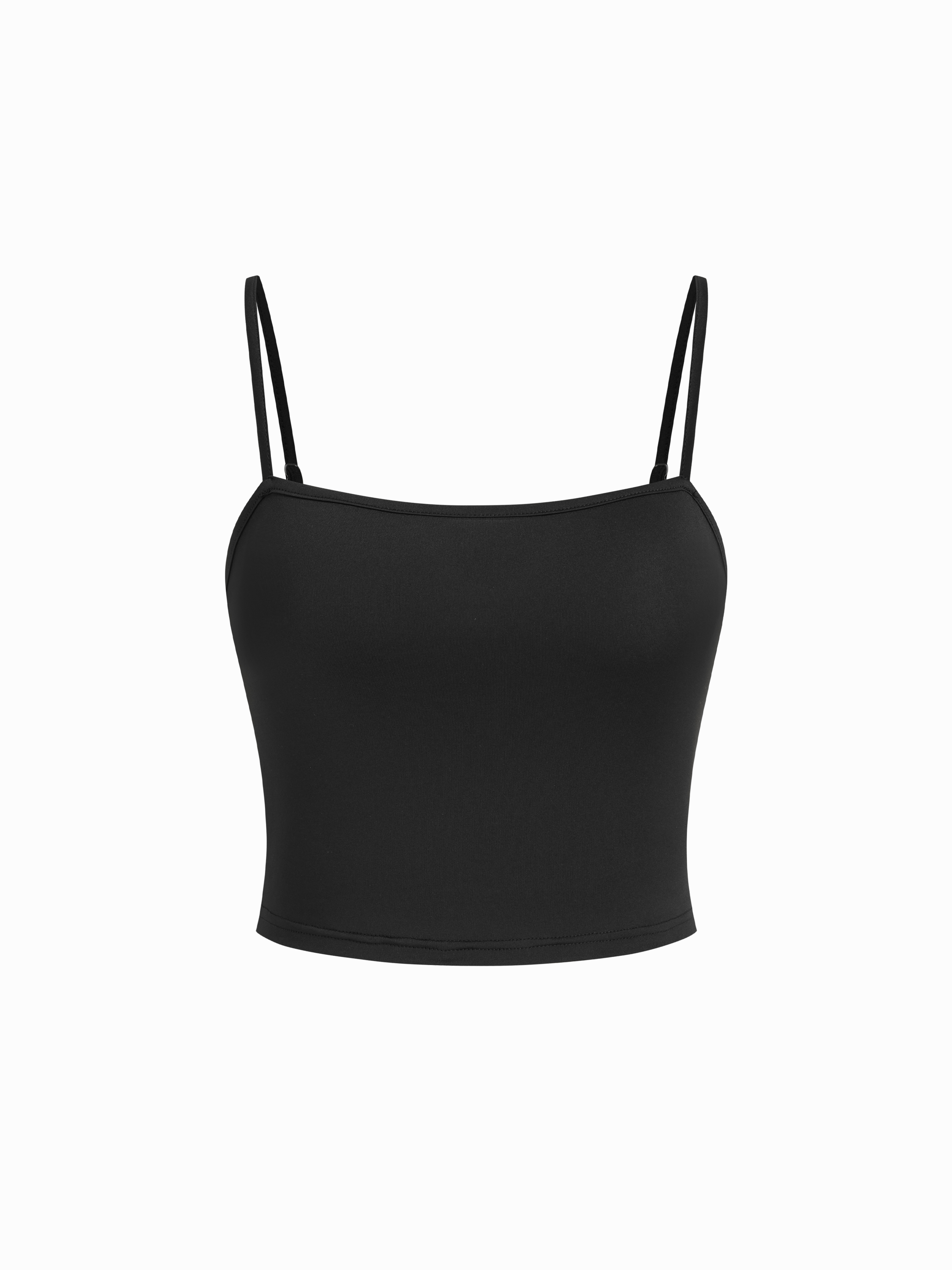 Cotton-blend Textured Asymmetrical Neck Lantern Sleeve Oversized Top & Cami Top - Black