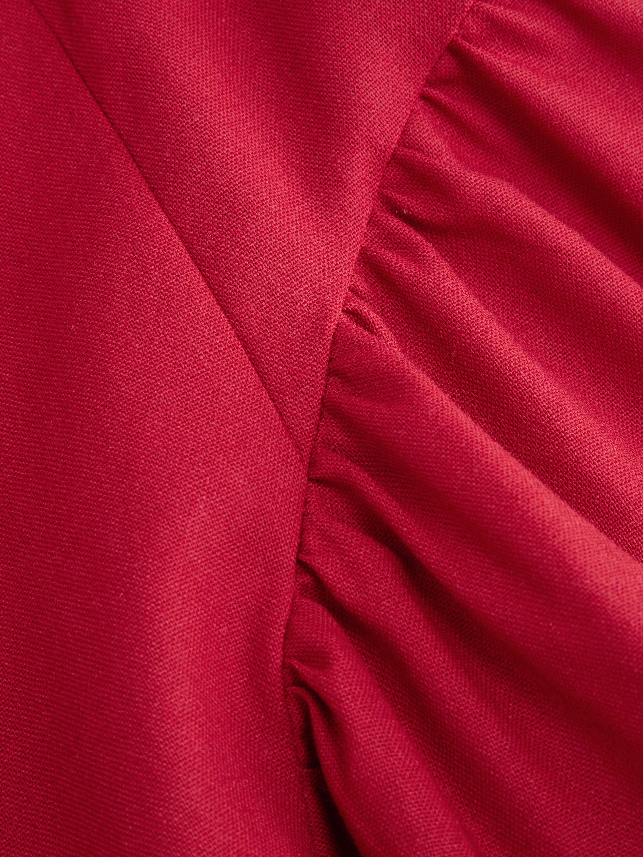 Cotton-blend Sculptural U-neckline Ruffled Lace Up Flared Maxi Dress - Red