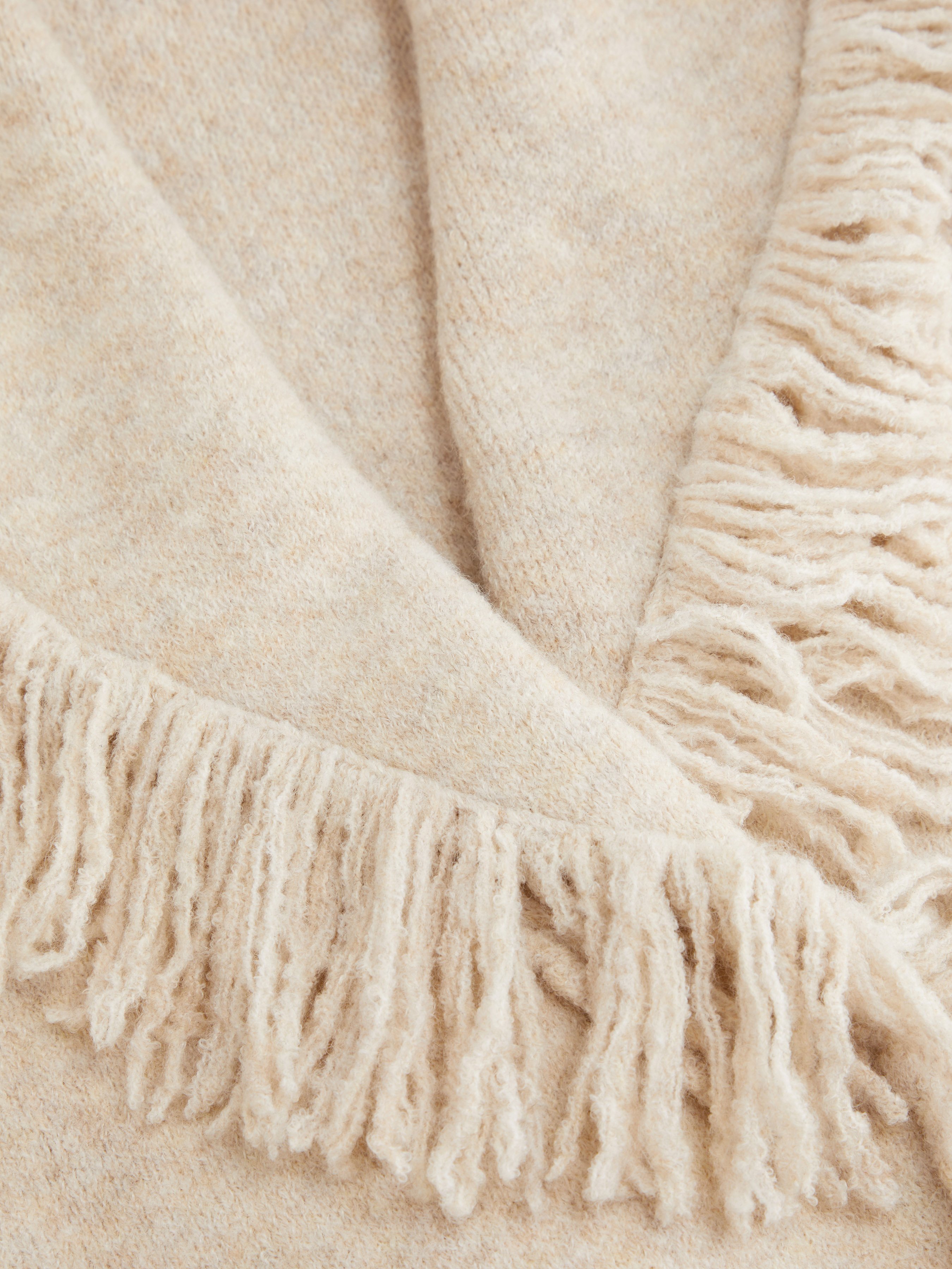 Fringed Wool-blend Knit Wrap Cardigan With Belt - Beige