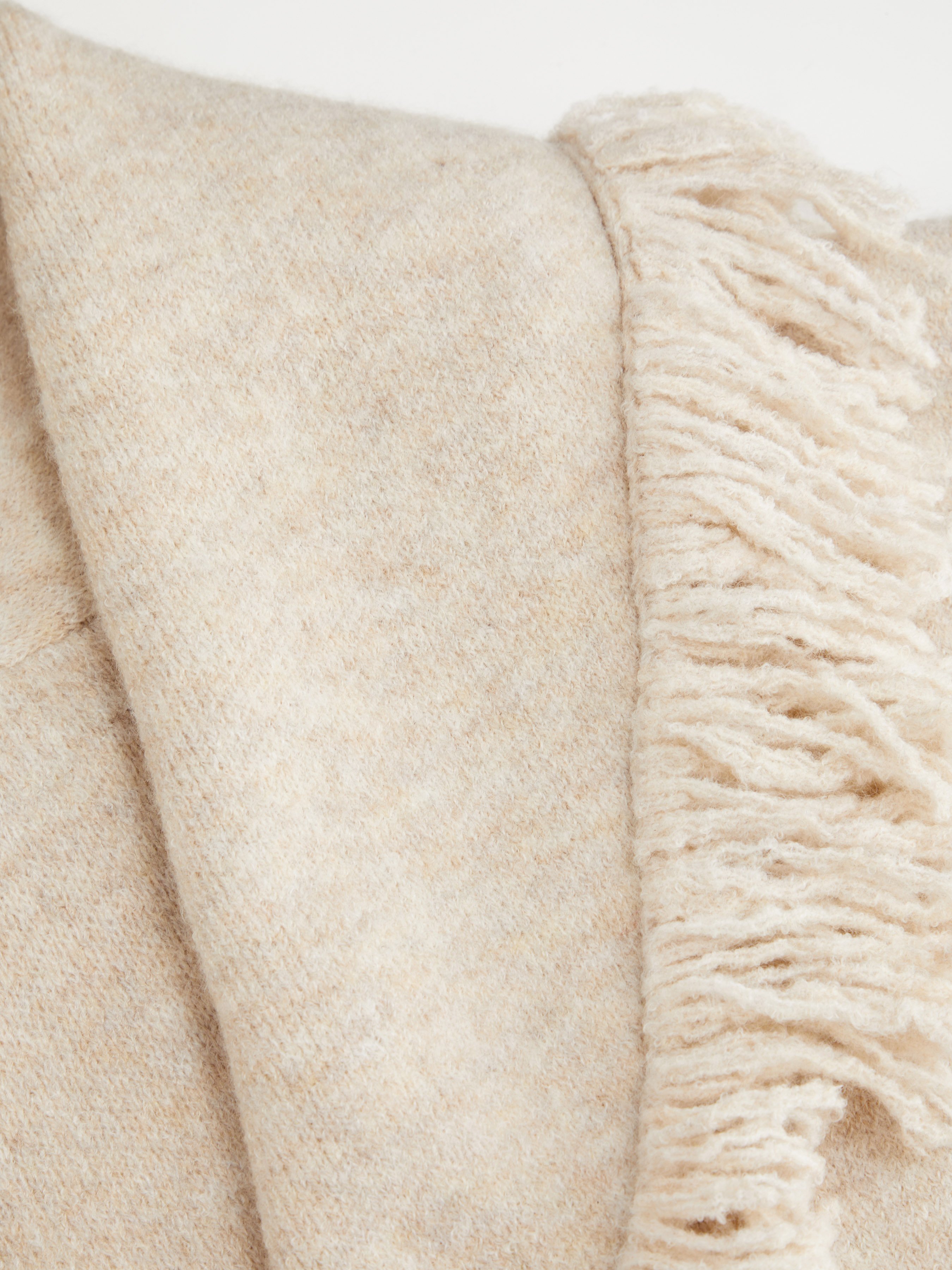 Fringed Wool-blend Knit Wrap Cardigan With Belt - Beige