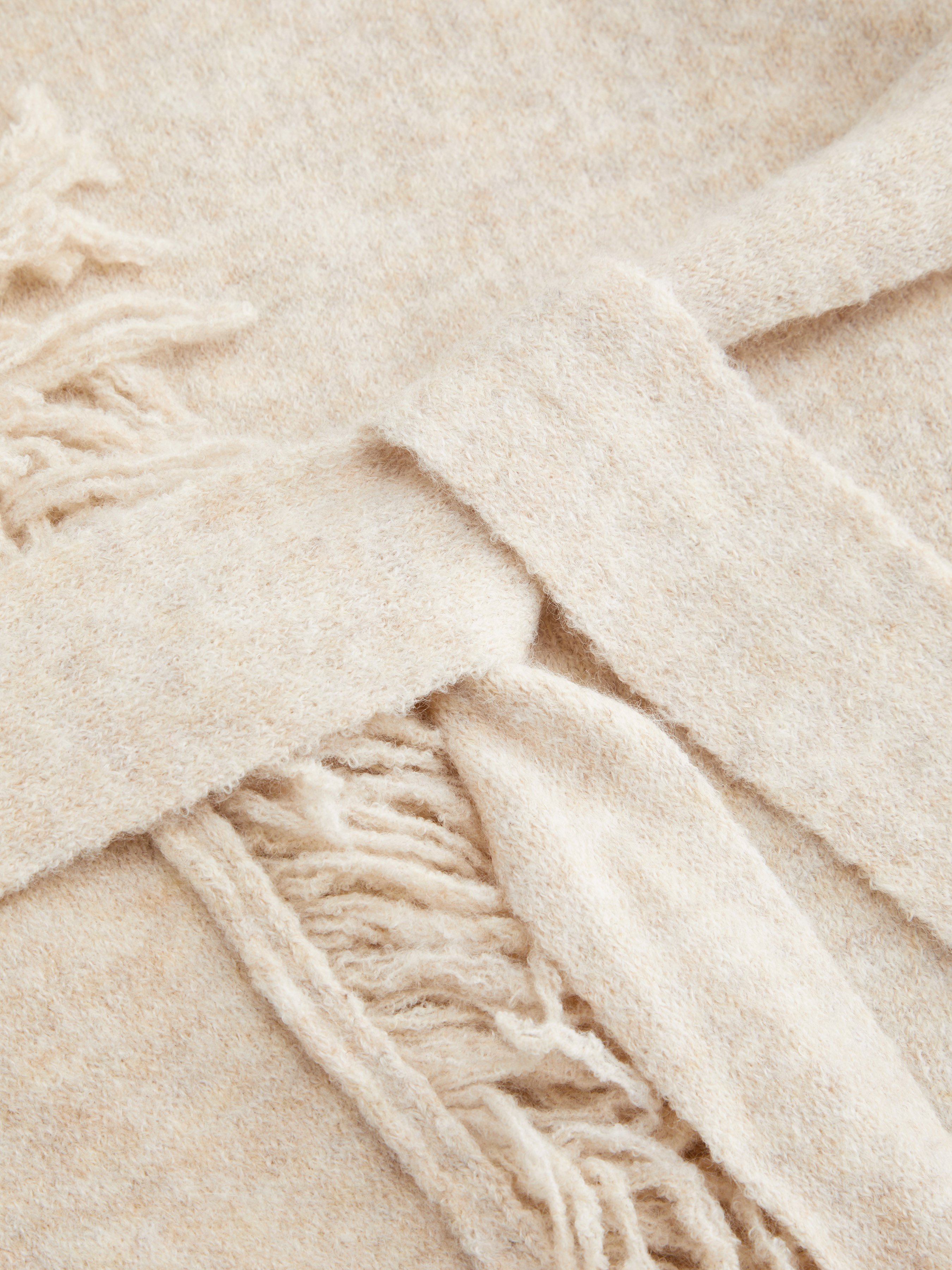Fringed Wool-blend Knit Wrap Cardigan With Belt - Beige