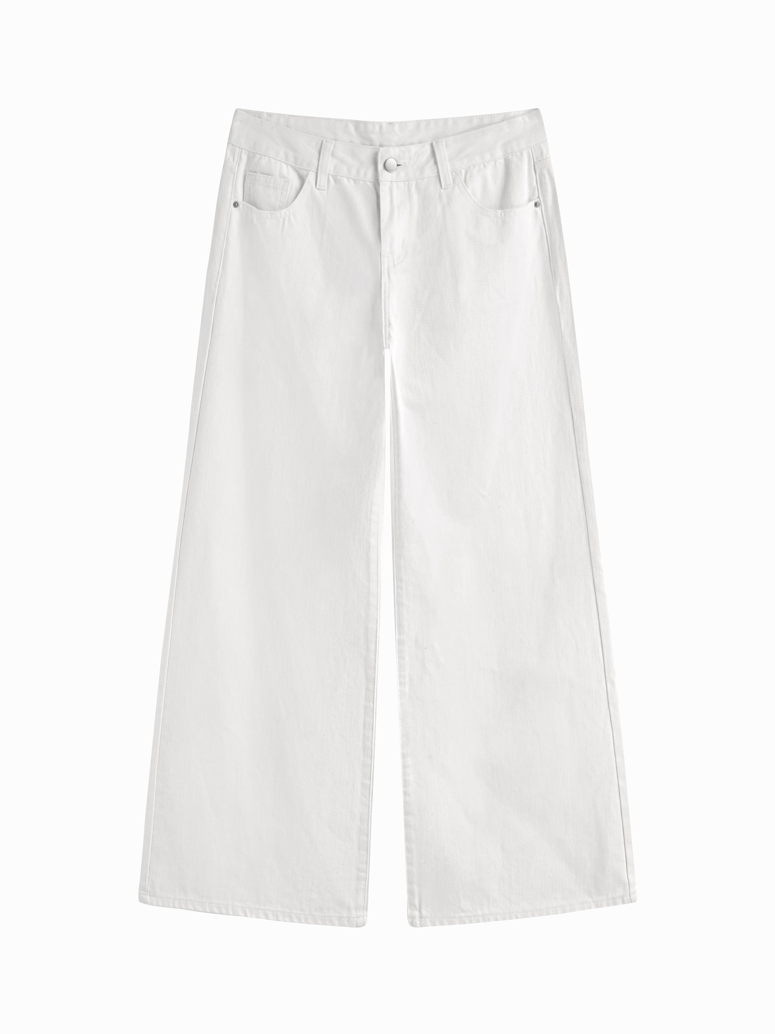 Denim Low-Rise Baggy Trousers - White