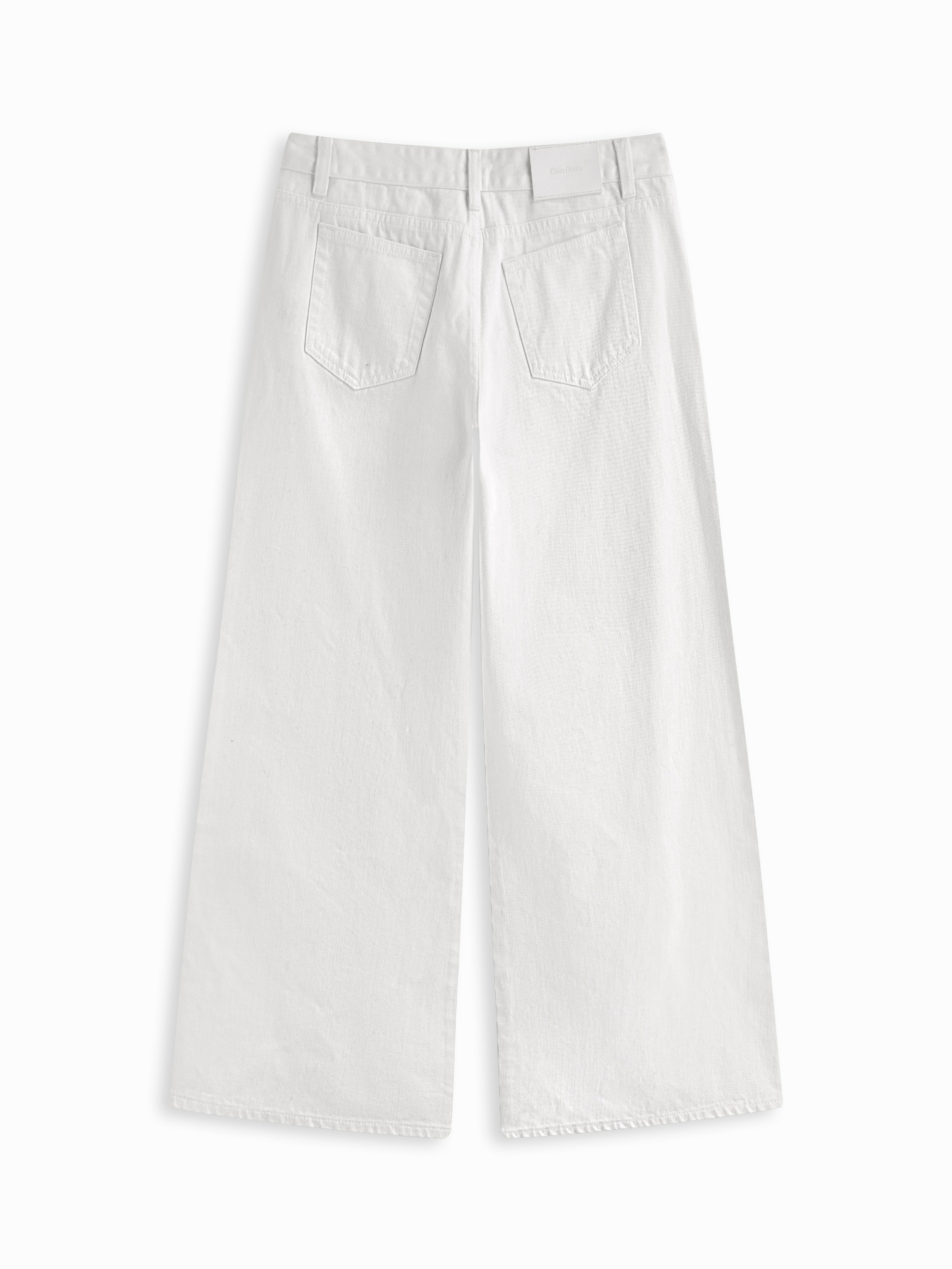 Denim Low-Rise Baggy Trousers - White