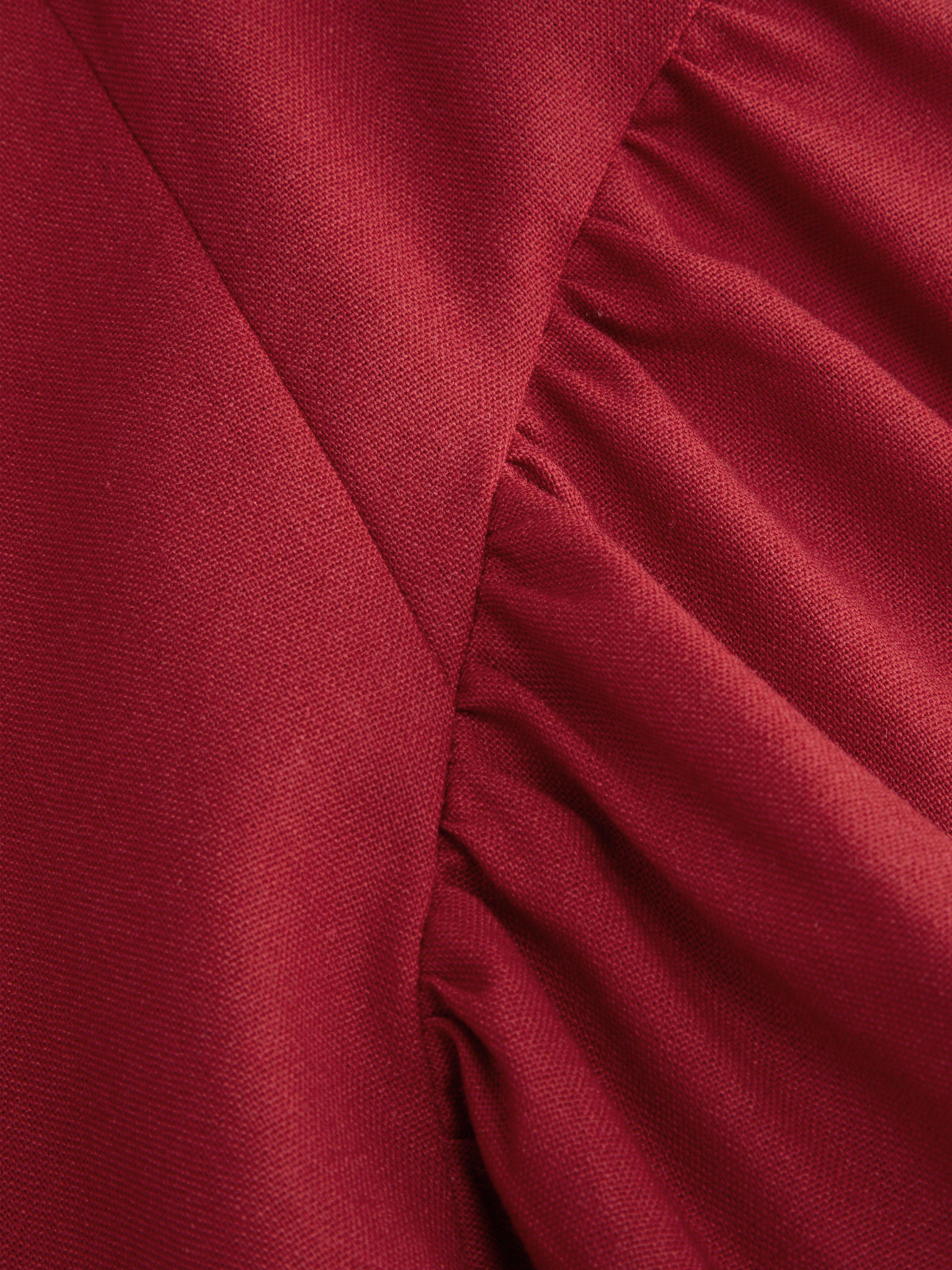 Cotton-blend Sculptural U-neckline Ruffled Lace Up Flared Maxi Dress - Red