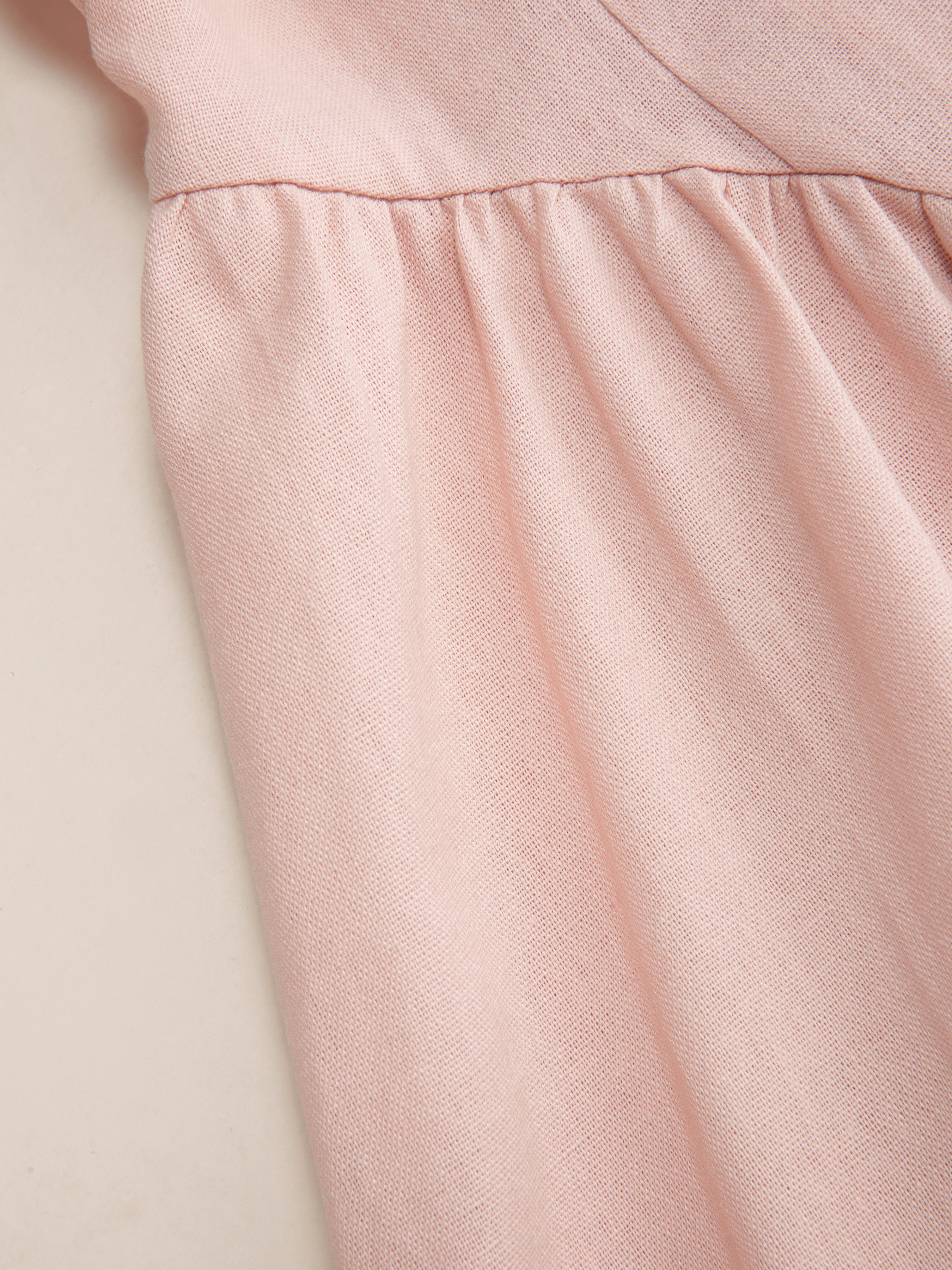 Cotton-blend Sculptural U-neckline Ruffled Lace Up Flared Maxi Dress - Pink