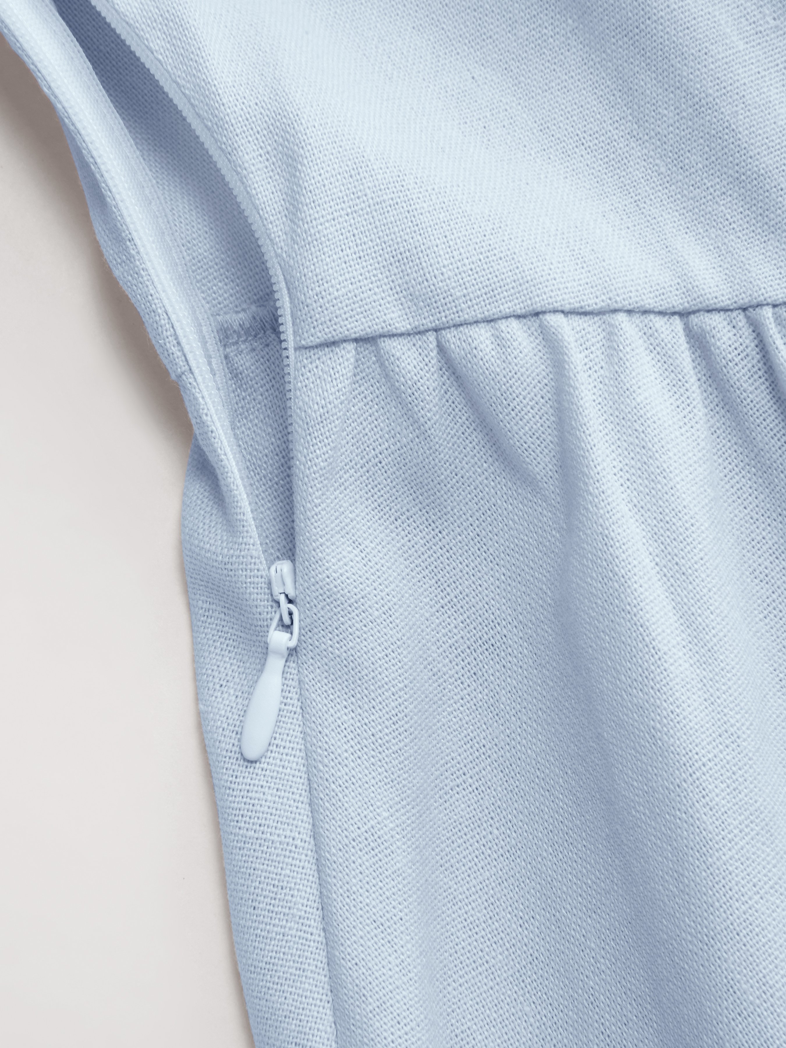 Cotton-blend Sculptural U-neckline Ruffled Lace Up Flared Maxi Dress - Baby Blue