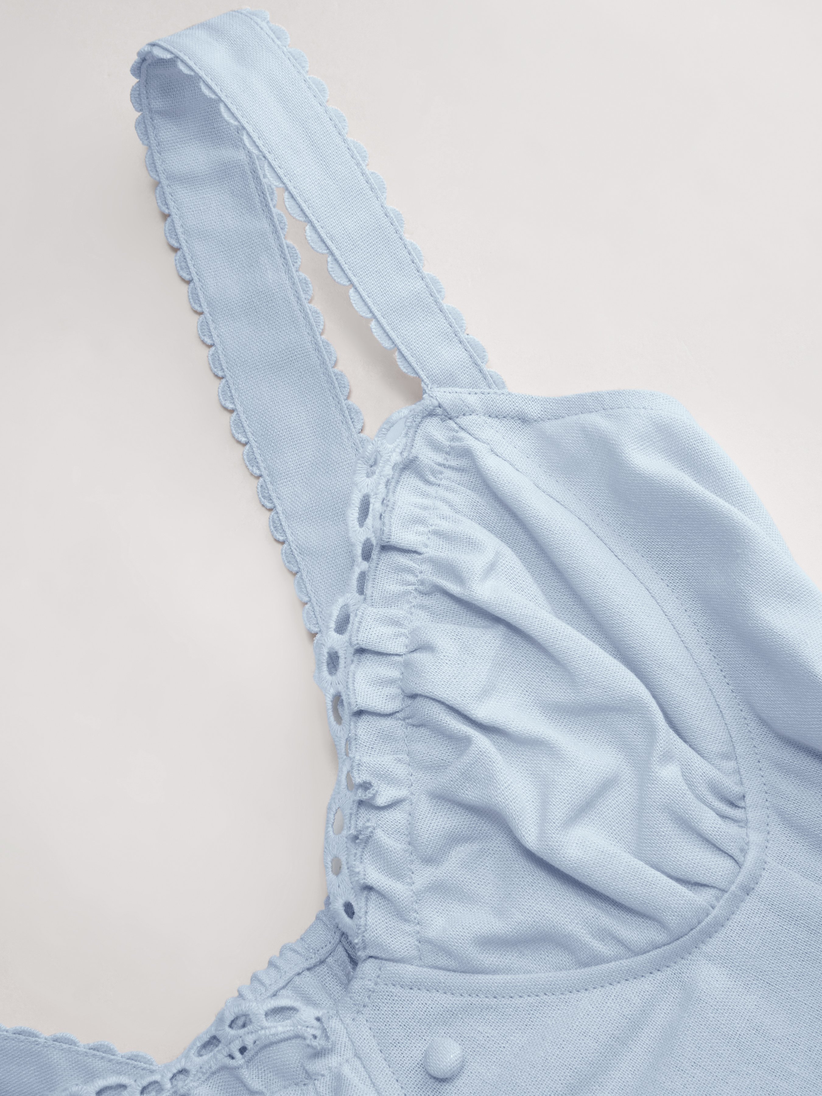 Cotton-blend Sculptural U-neckline Ruffled Lace Up Flared Maxi Dress - Baby Blue