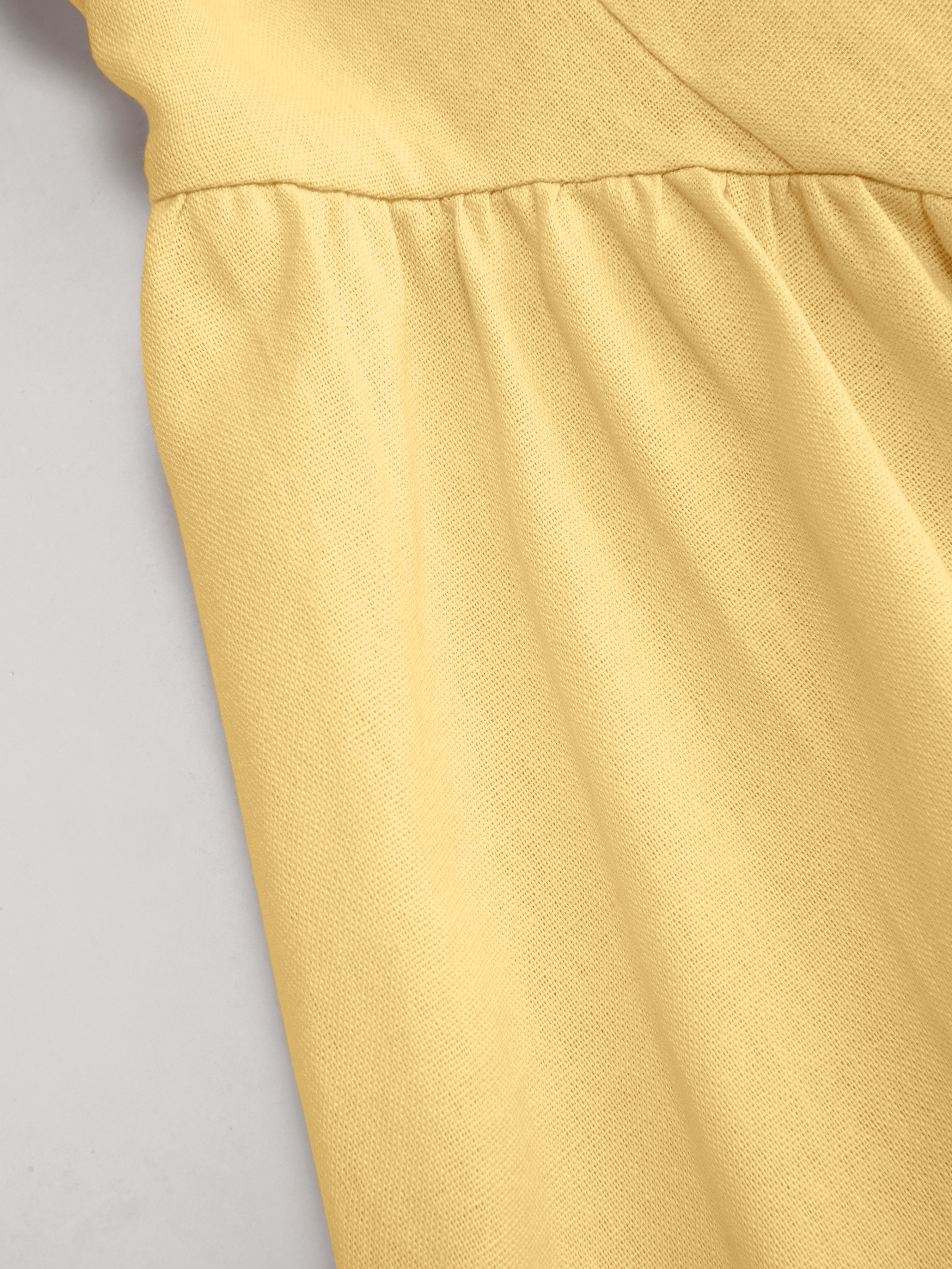 Cotton-blend Sculptural U-neckline Ruffled Lace Up Flared Maxi Dress - Light Yellow