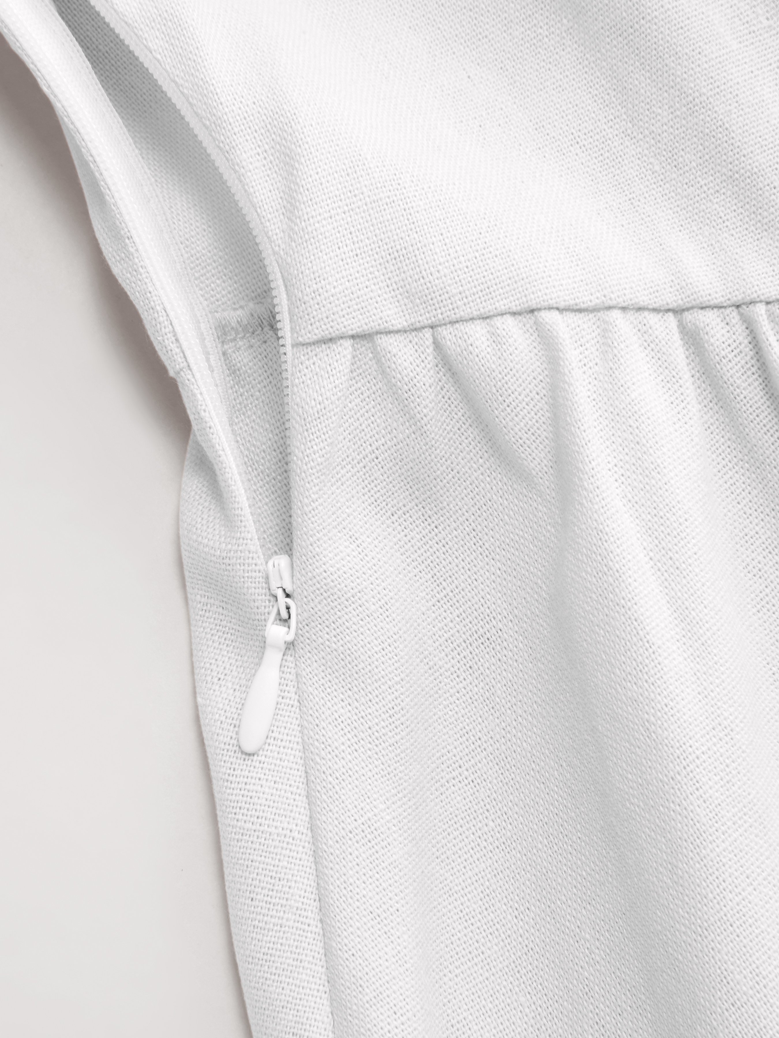 Cotton-blend Sculptural U-neckline Ruffled Lace Up Flared Maxi Dress - White