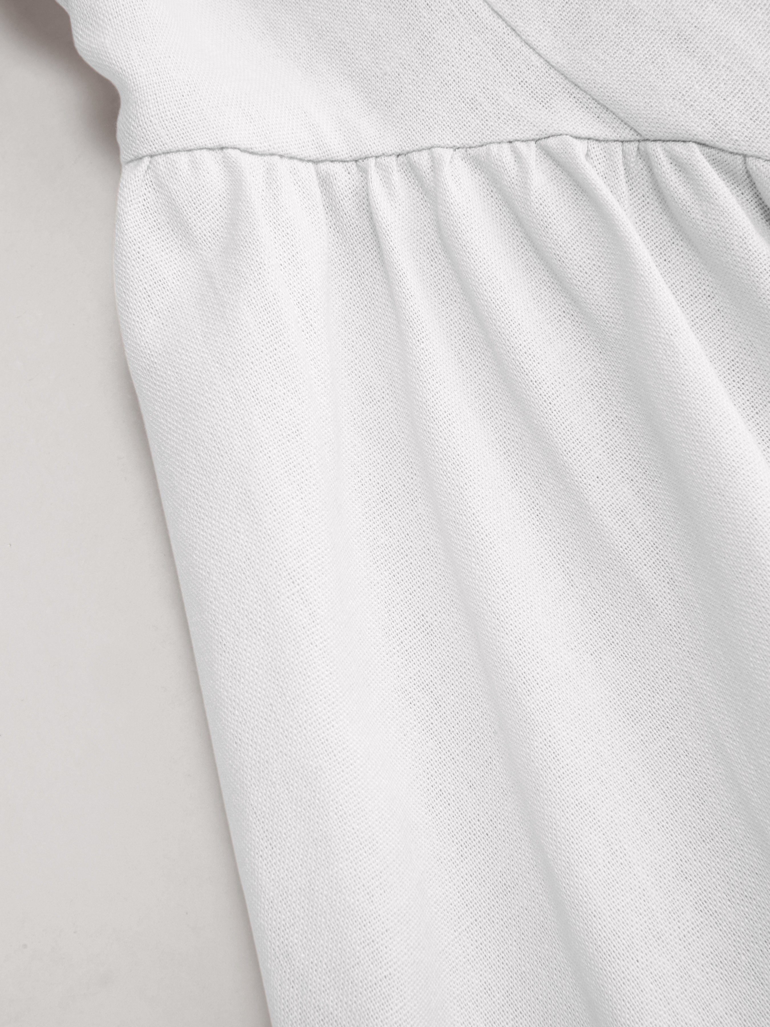 Cotton-blend Sculptural U-neckline Ruffled Lace Up Flared Maxi Dress - White