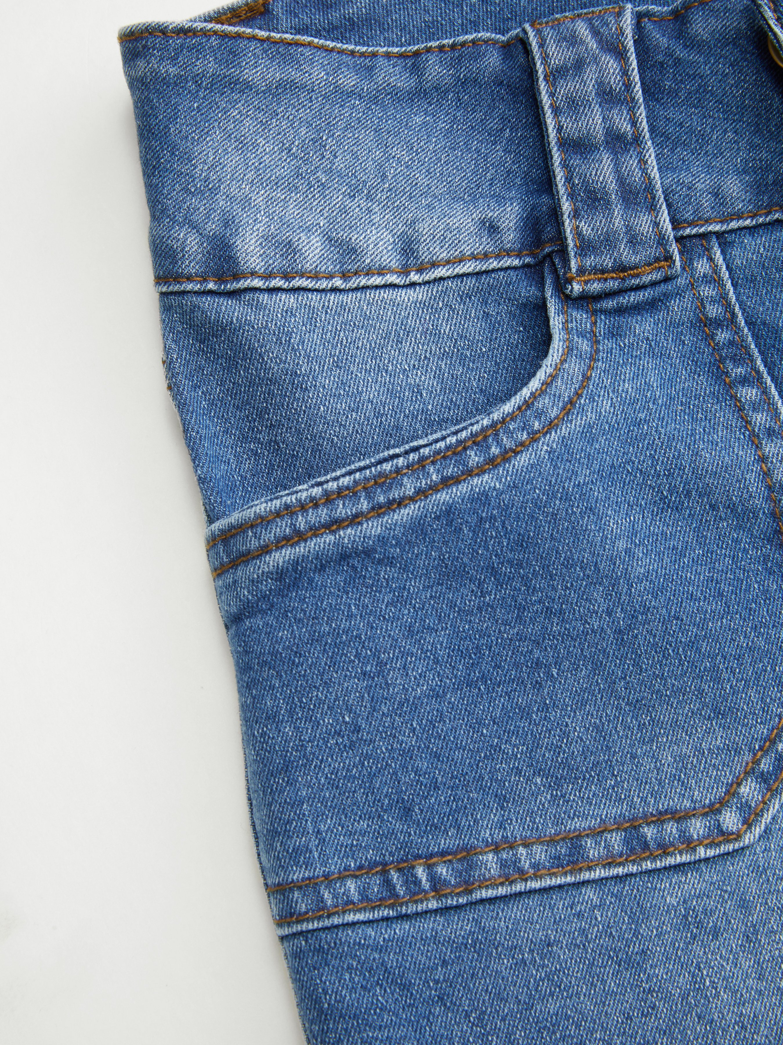 Denim Low Rise Pocket Flared Jeans