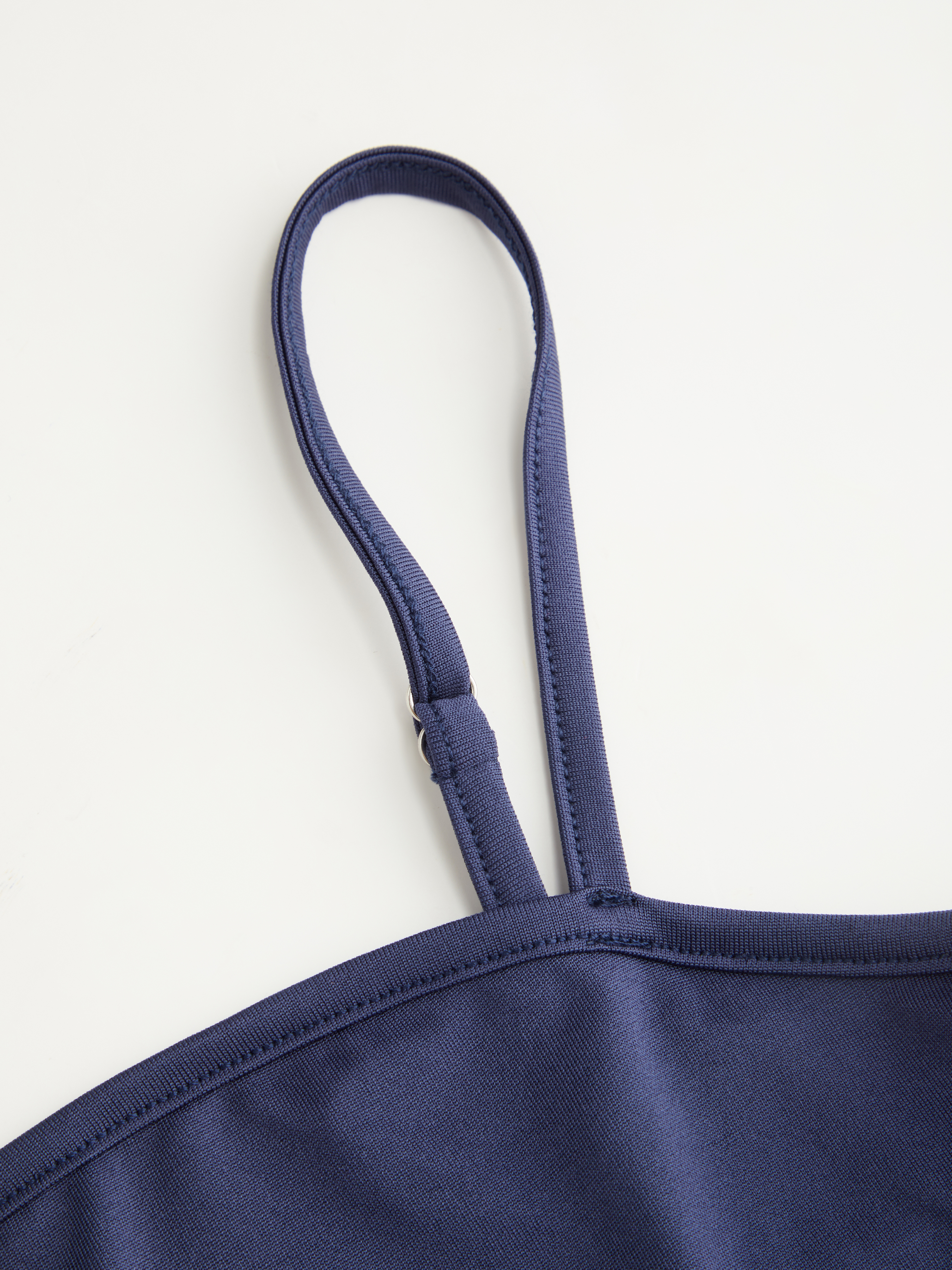 Cotton-blend Textured Asymmetrical Neck Lantern Sleeve Oversized Top & Cami Top - Dark Navy