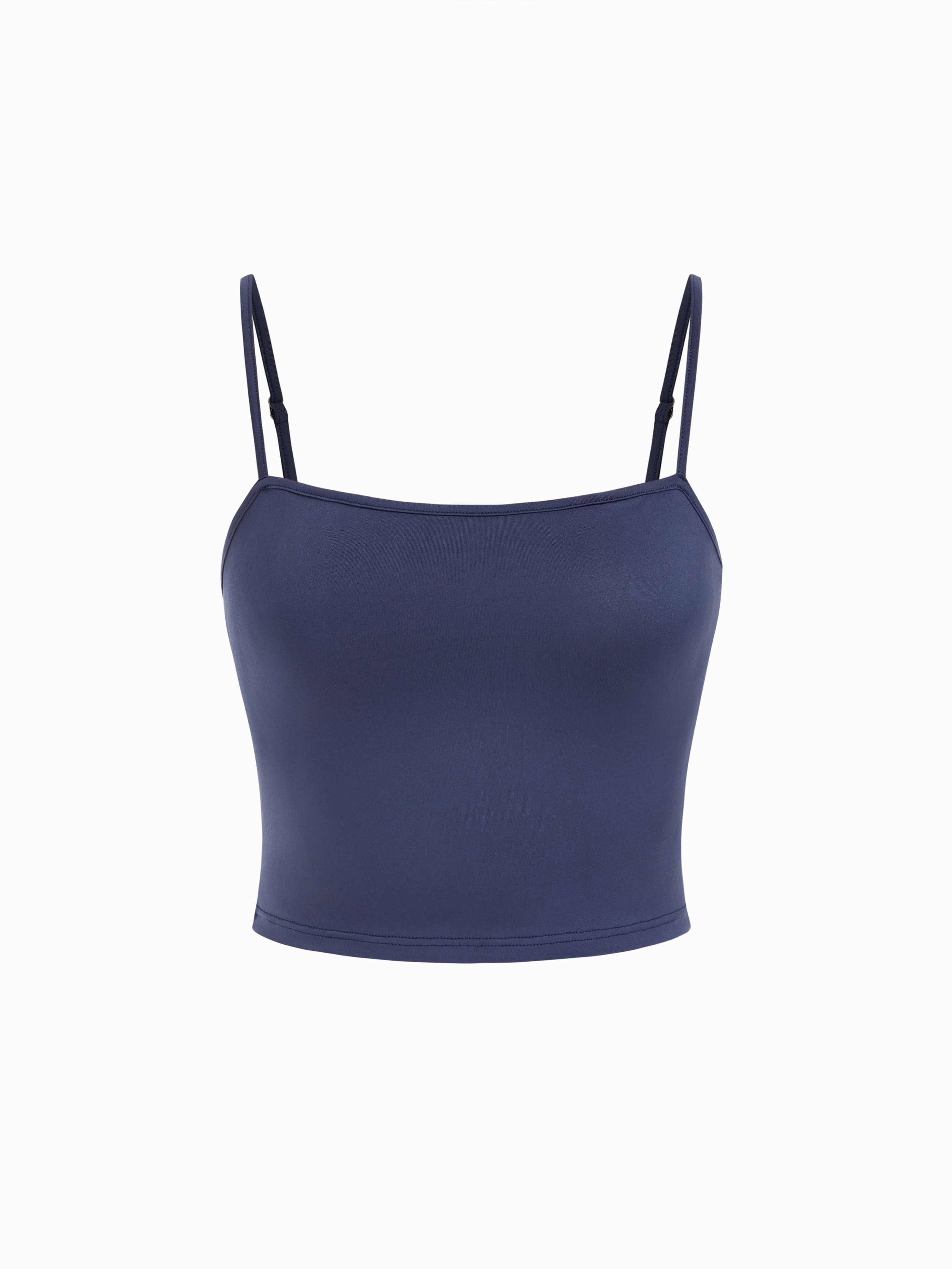 Cotton-blend Textured Asymmetrical Neck Lantern Sleeve Oversized Top & Cami Top - Dark Navy