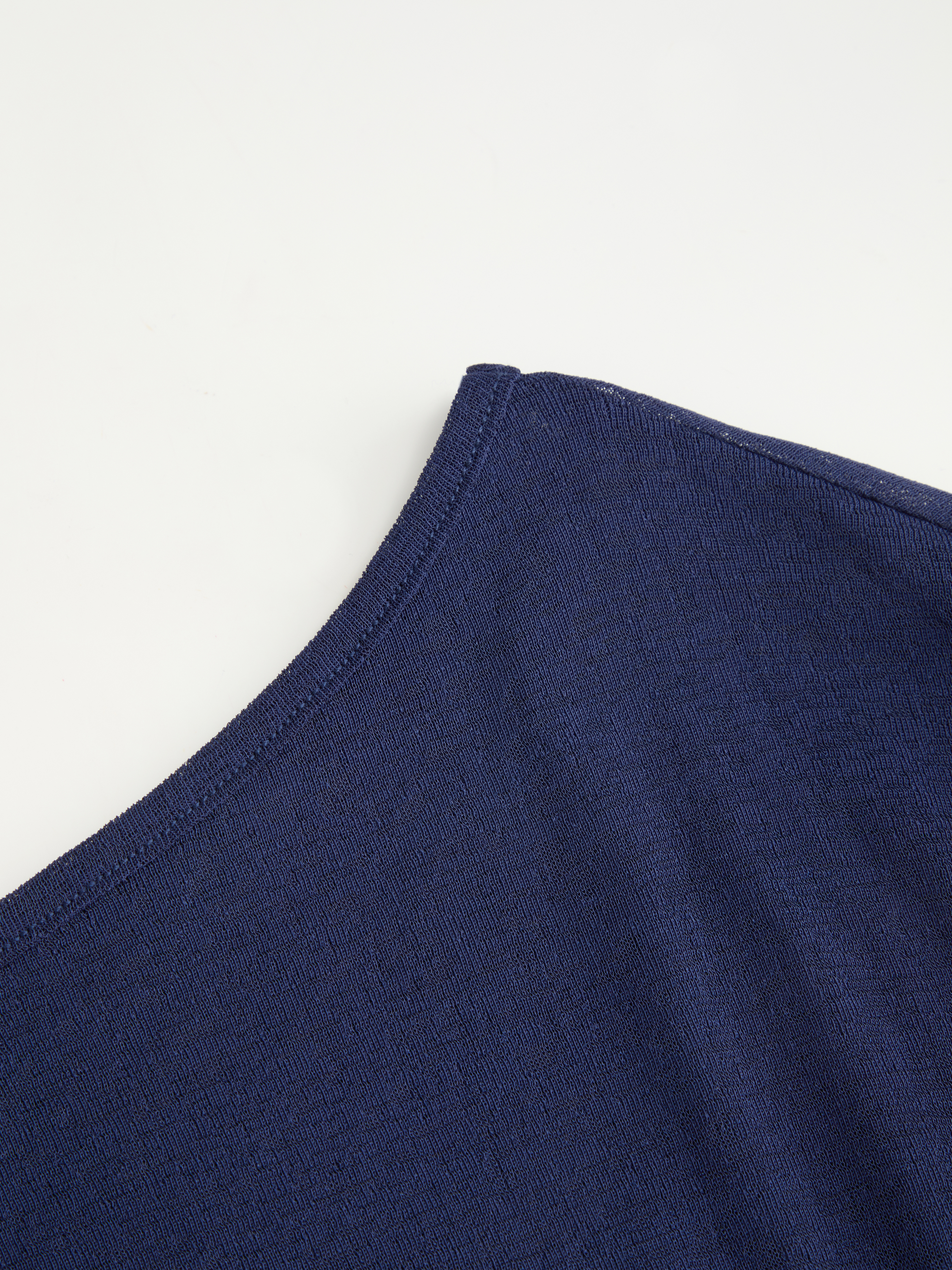 Cotton-blend Textured Asymmetrical Neck Lantern Sleeve Oversized Top & Cami Top - Dark Navy