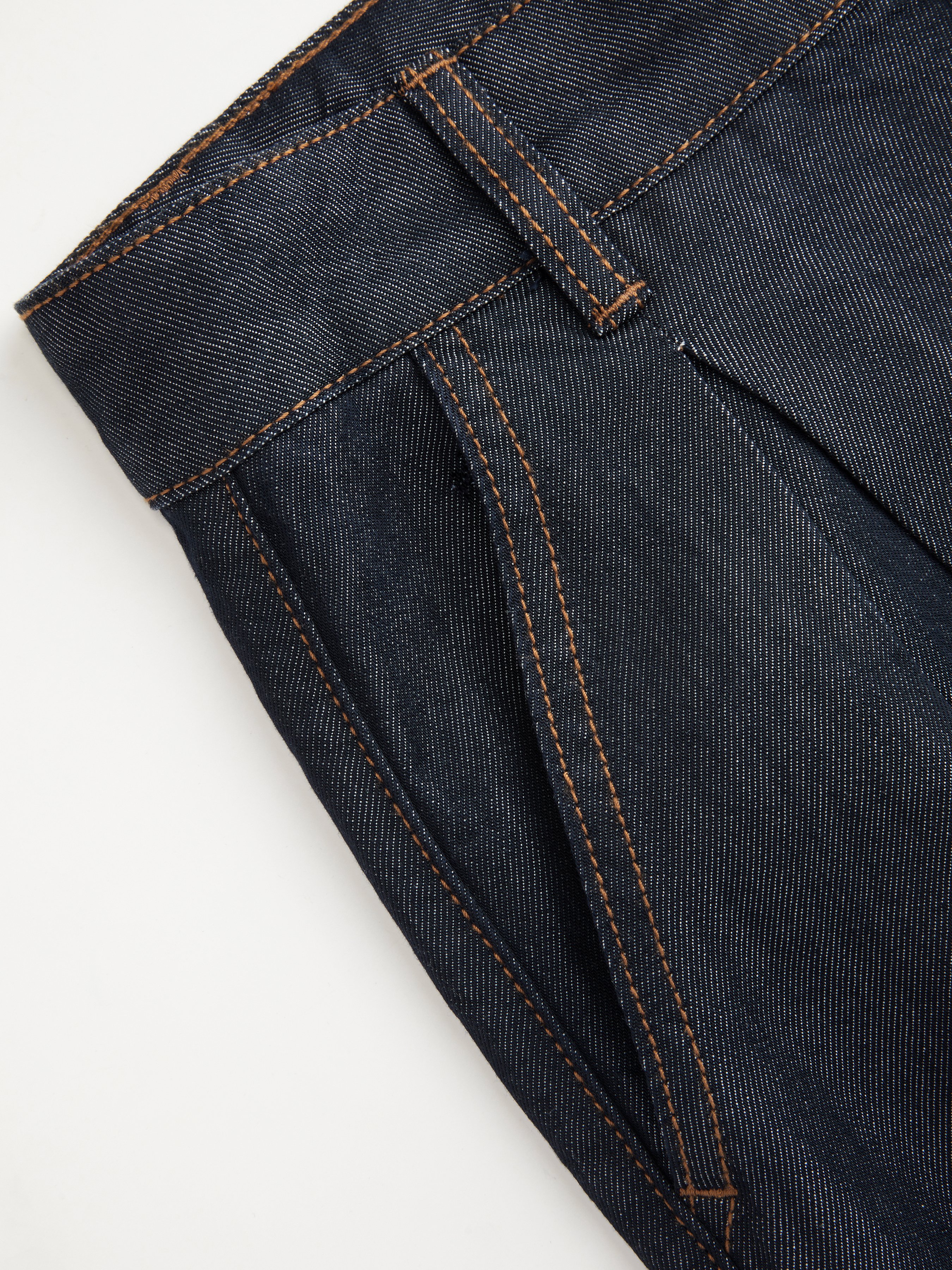 Washed Denim High Rise Draped Wide Leg Jeans