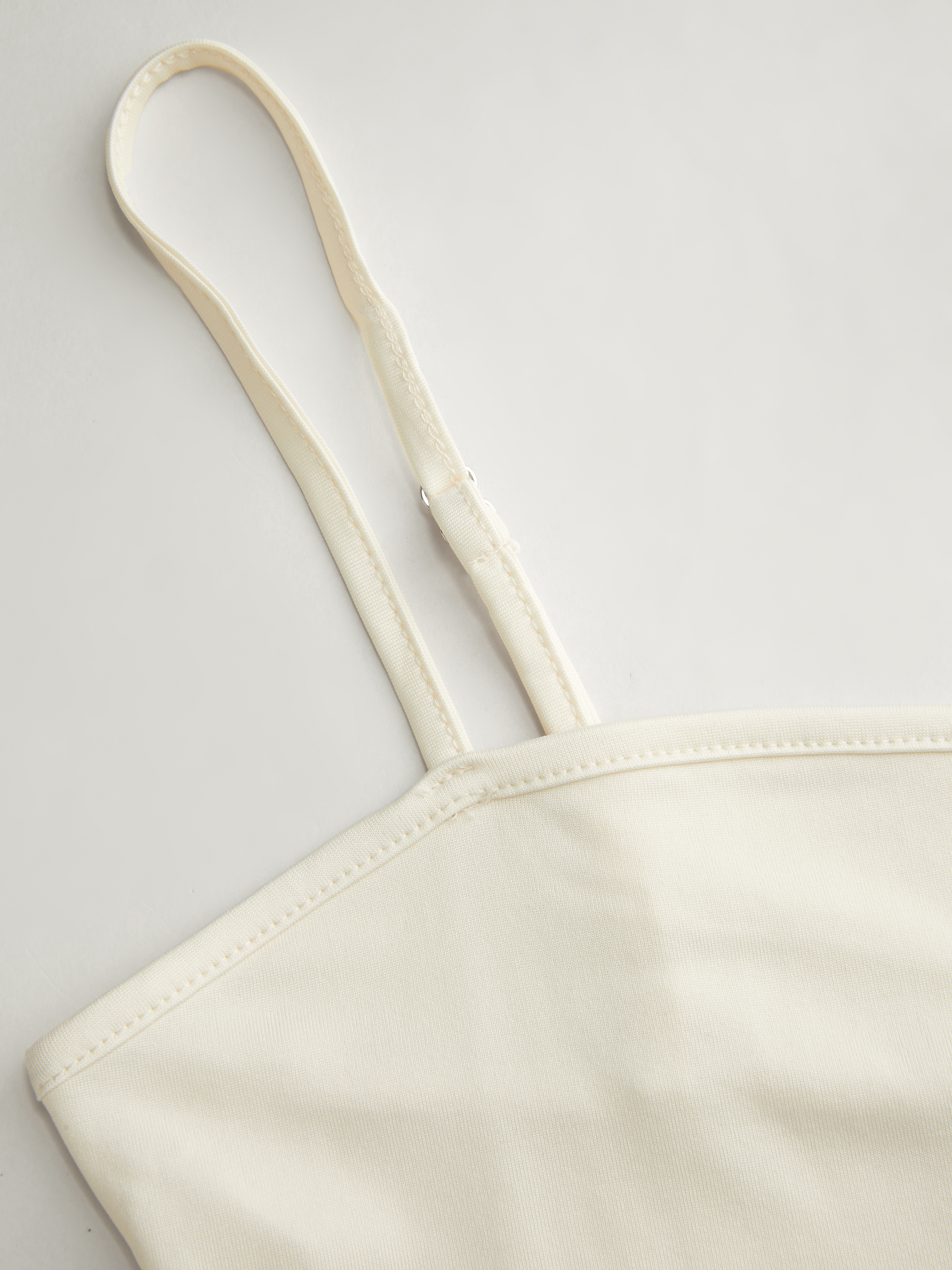 Cotton-blend Textured Asymmetrical Neck Lantern Sleeve Oversized Top & Cami Top - Beige