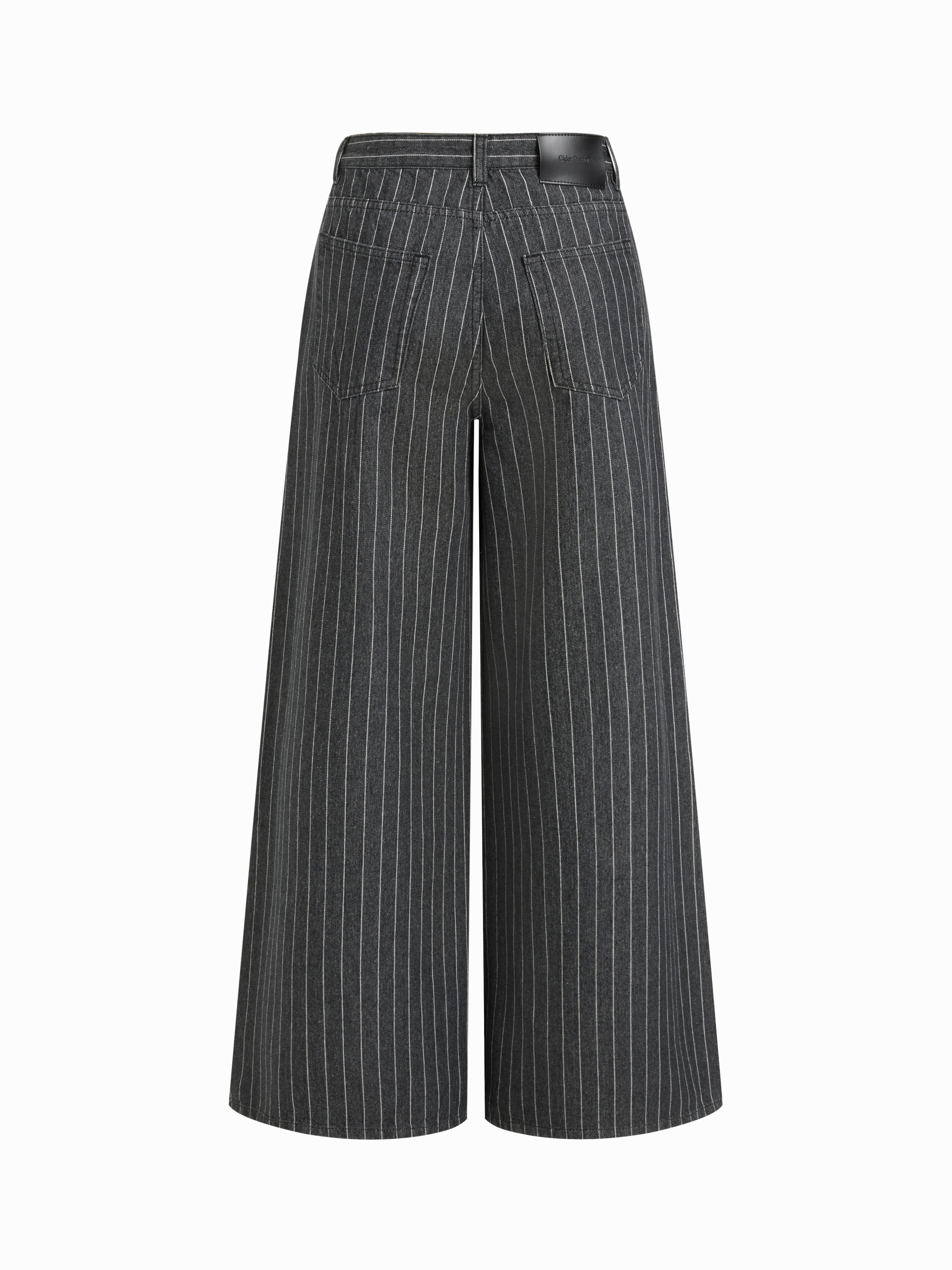 Denim Low-Rise Baggy Trousers - Black Stripe
