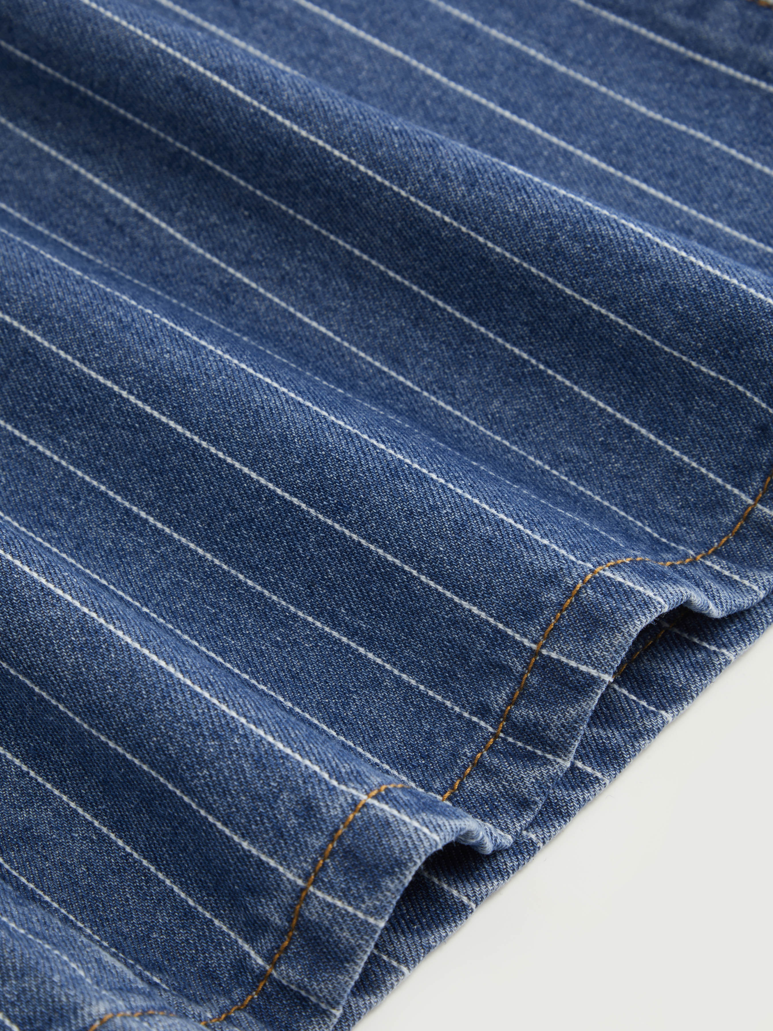 Denim Low-Rise Baggy Trousers - Blue Stripe
