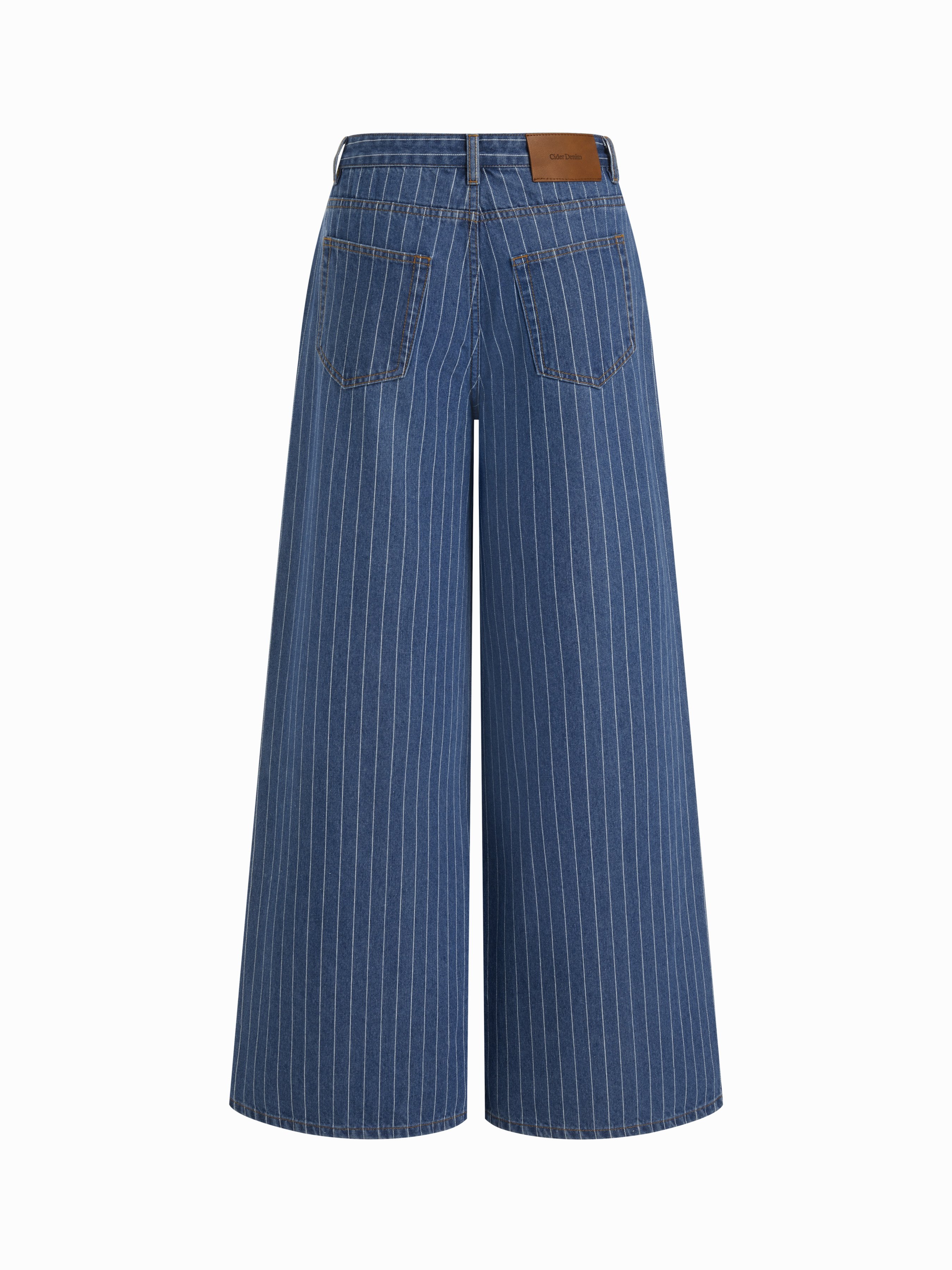 Denim Low-Rise Baggy Trousers - Blue Stripe