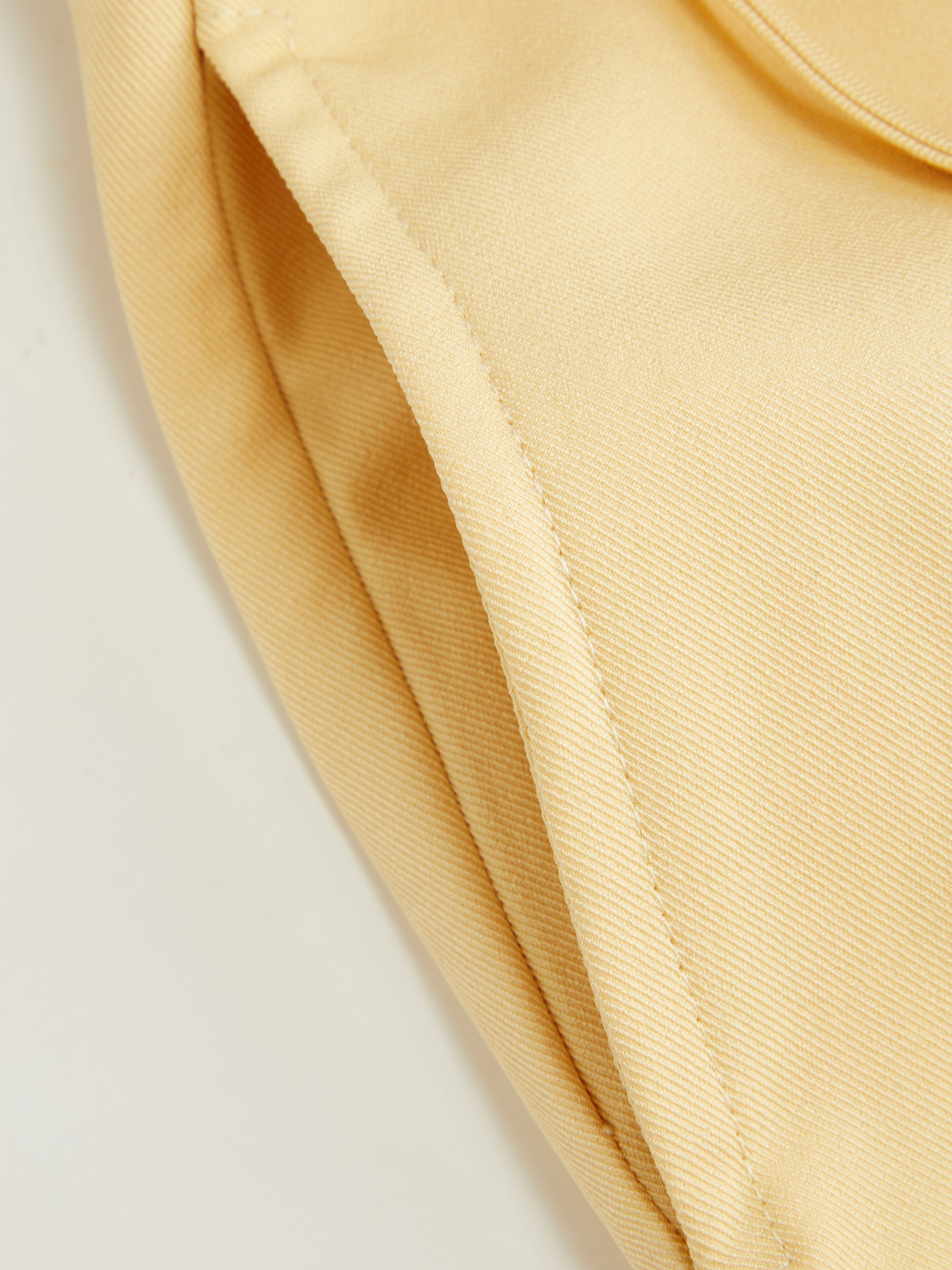 Mid Rise Tie Side Knotted Pleated Wide Leg Trousers - Light Yellow