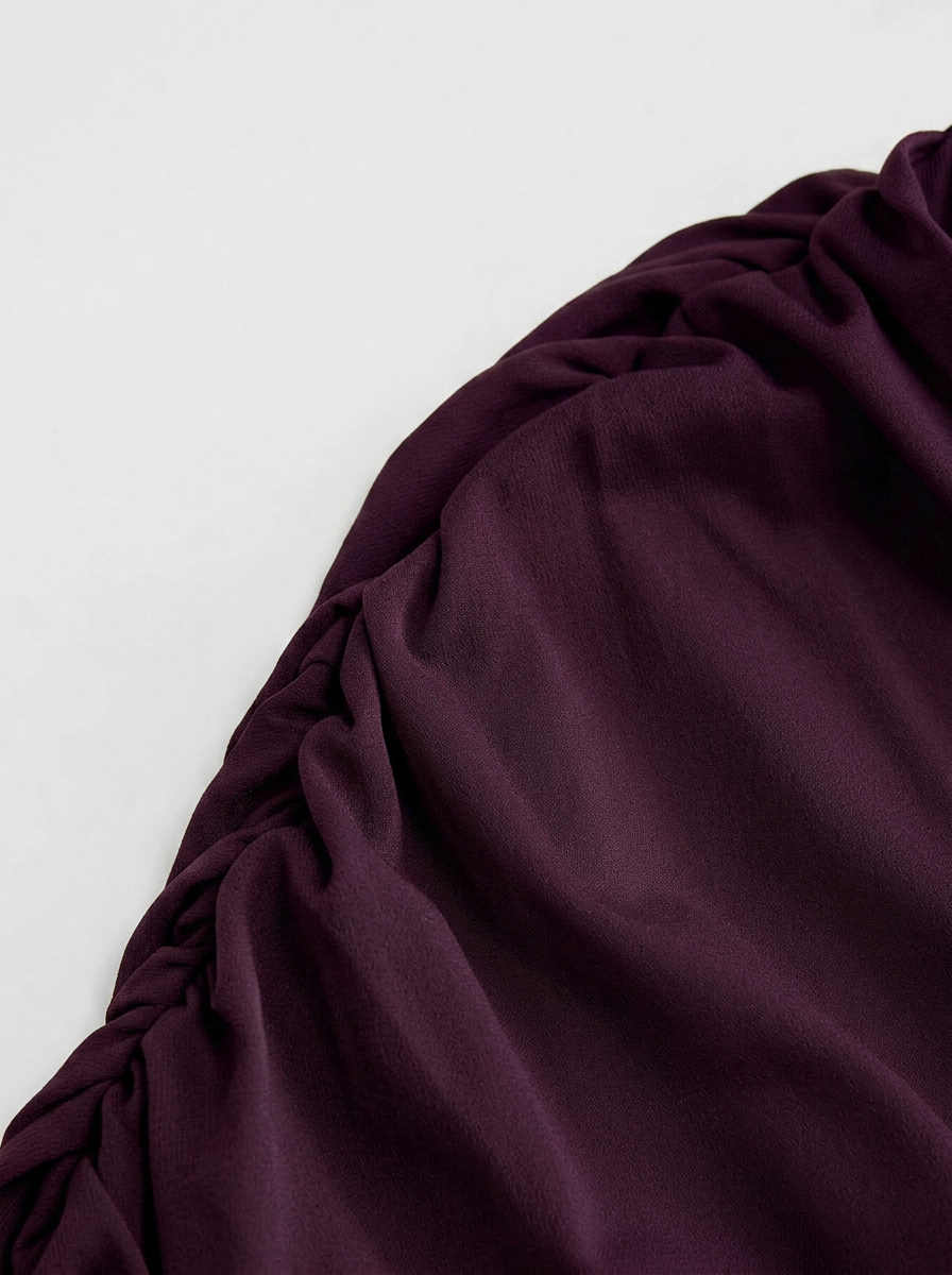 Draped Ruched Round Neckline Sleeveless Top - Purple Fig