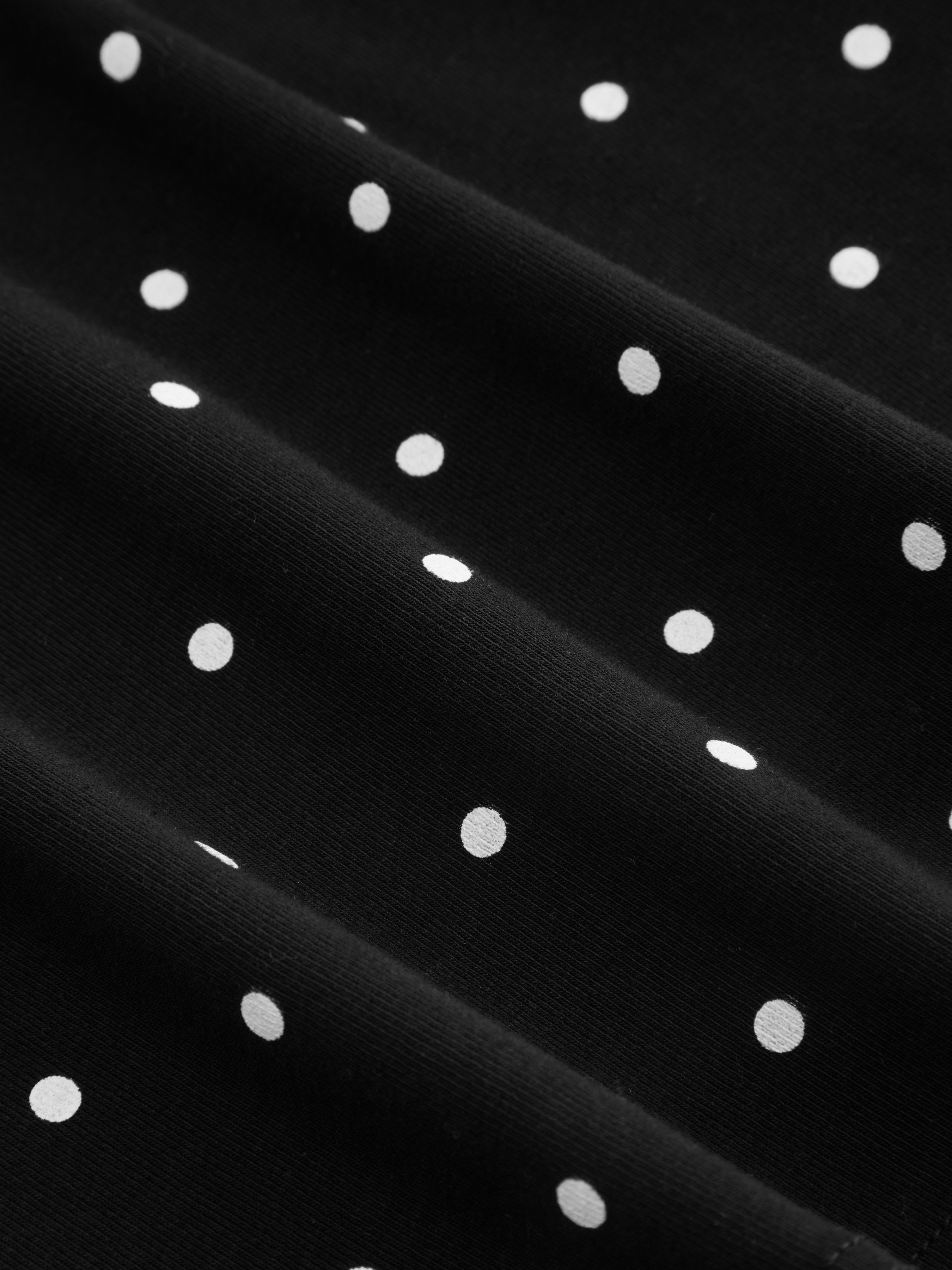 Cotton-blend High Stretch V-neck Short Sleeve Tee - Black Polka Dots
