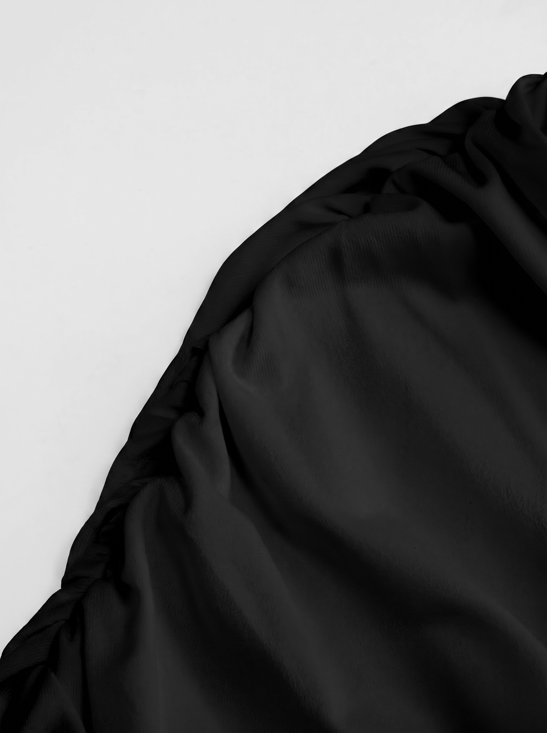 Draped Ruched Round Neckline Sleeveless Top - Black