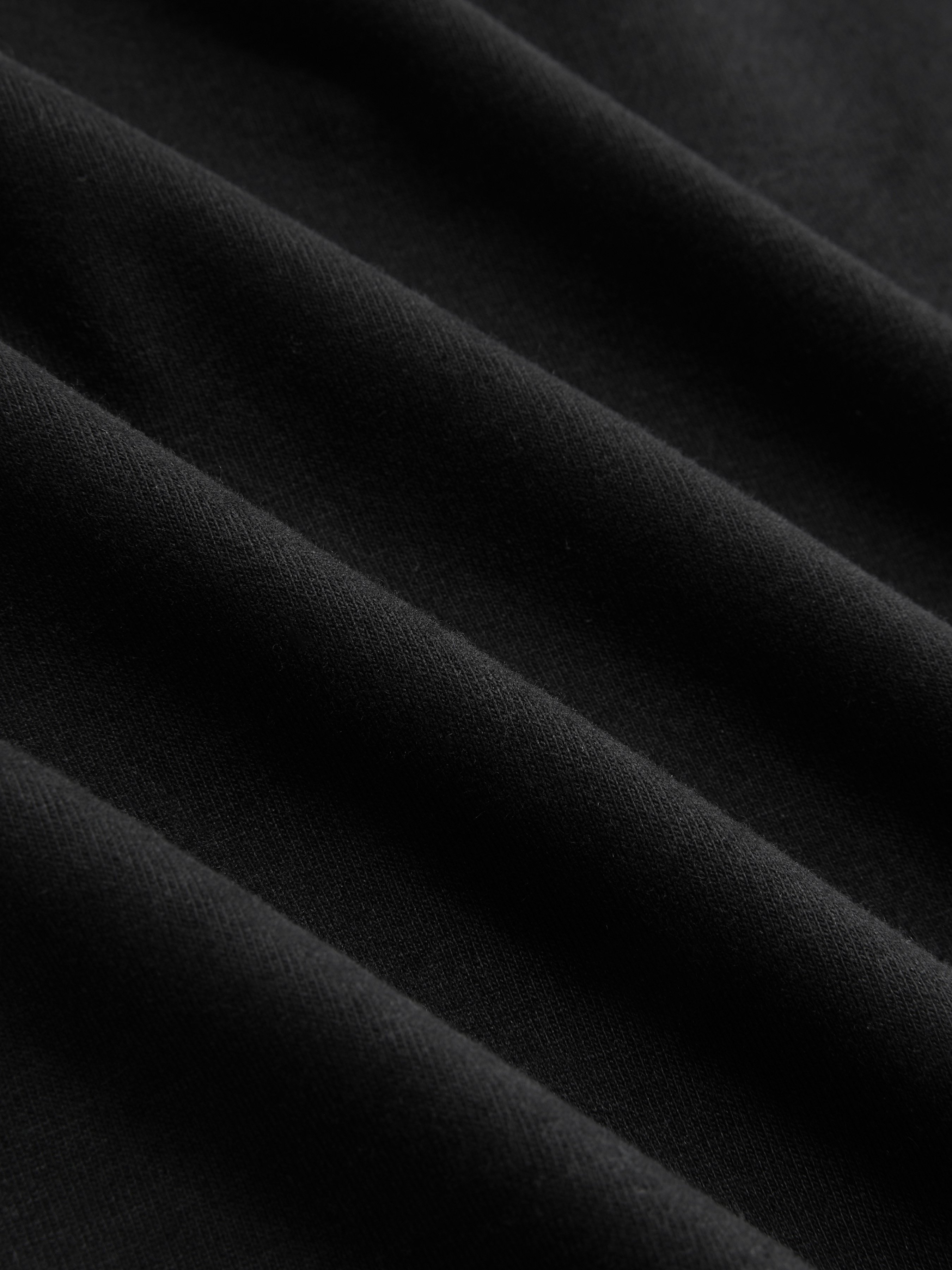 Knit Fabric Boat Neck Curved-Hem 3/4 Long Sleeve Tee - Black