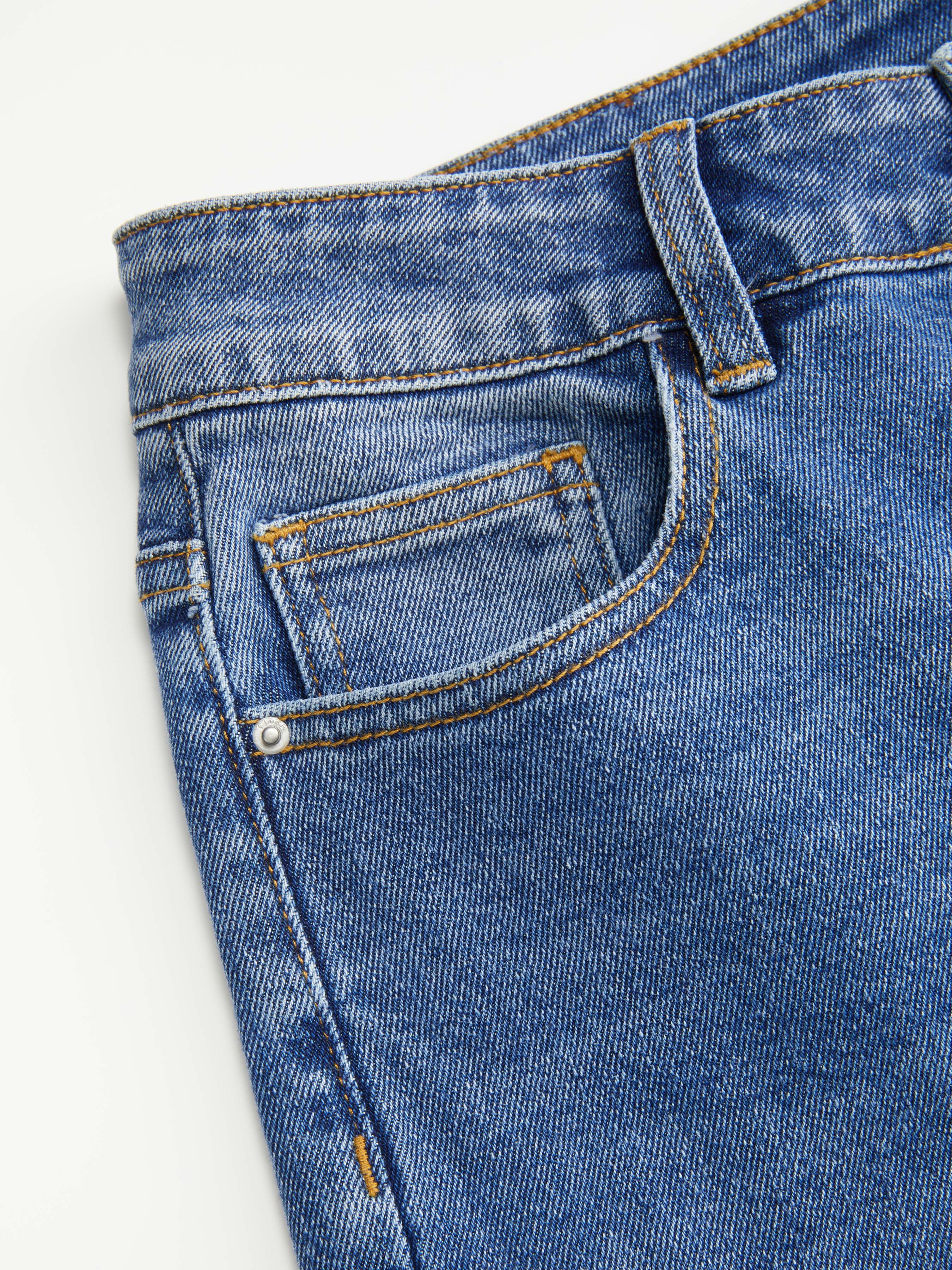 Denim High Rise Floral Embroidery Metal Detail Wide Leg Jeans