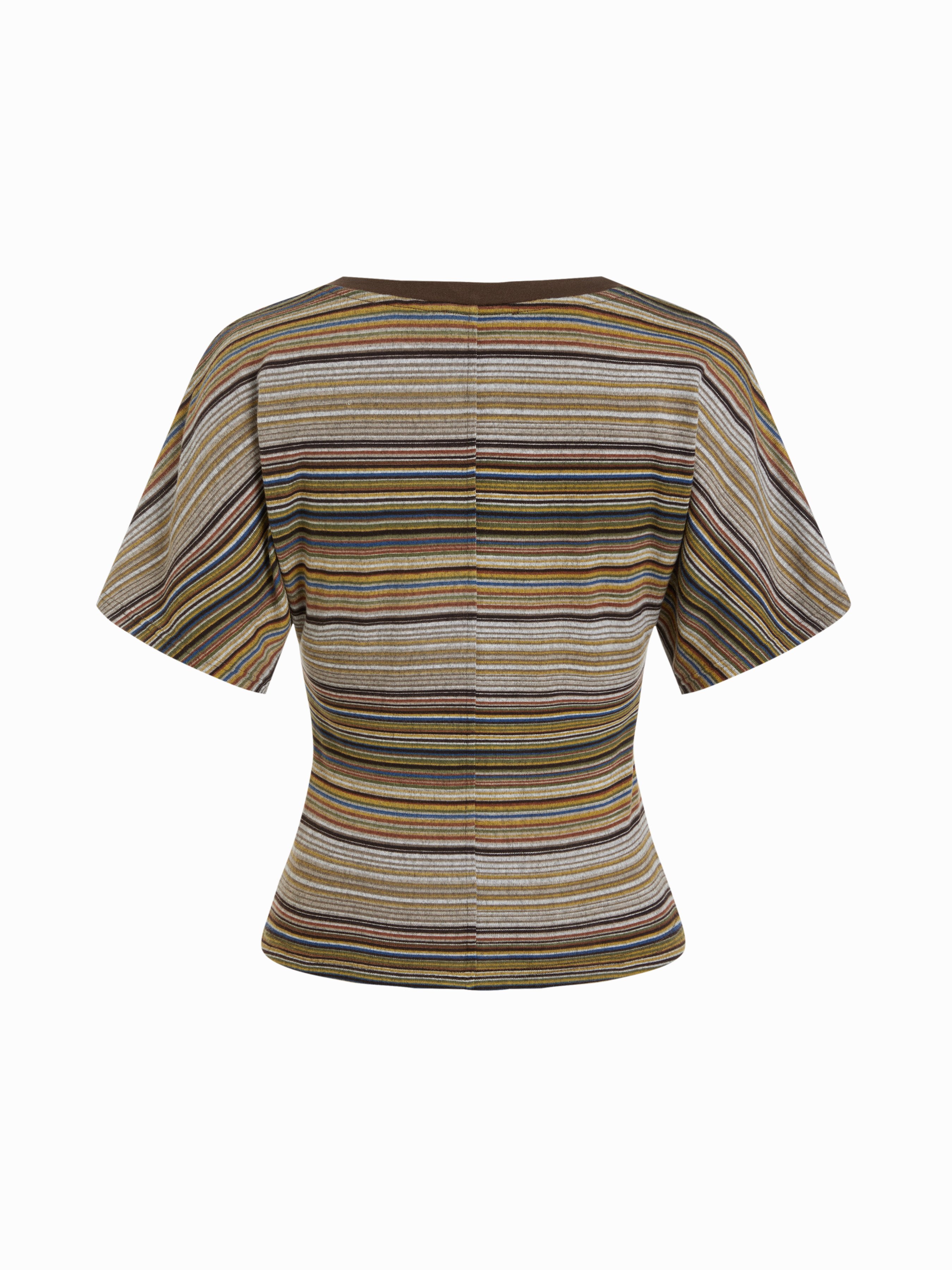 Cotton-blend High Stretch V-neck Short Sleeve Tee - Olive Green