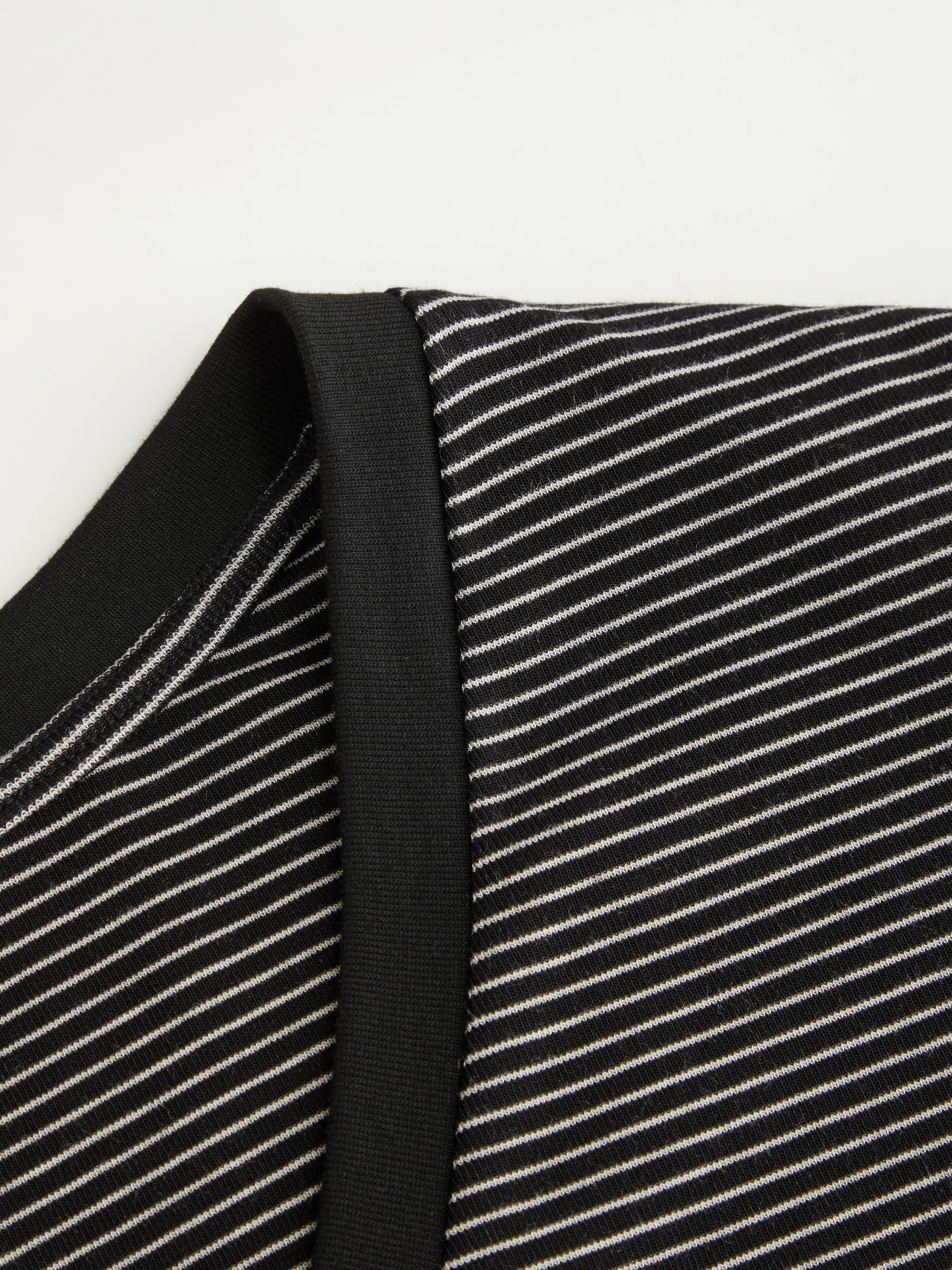 Cotton-blend High Stretch V-neck Short Sleeve Tee - Black Micro Pinstripe