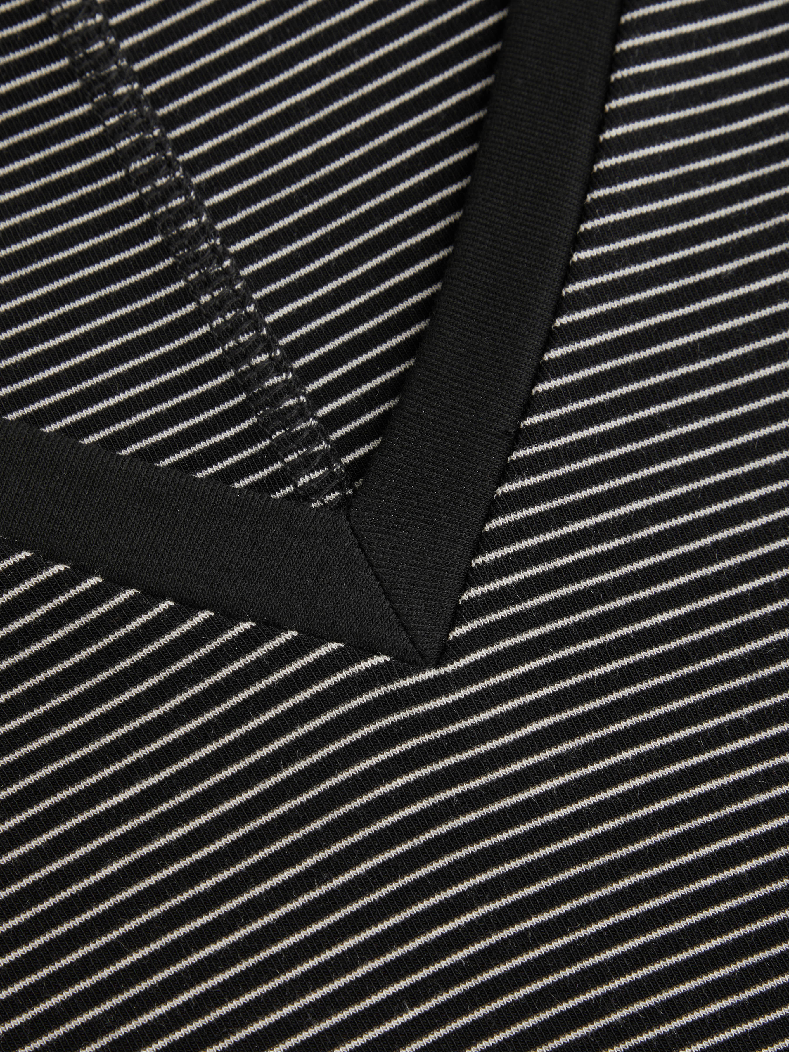 Cotton-blend High Stretch V-neck Short Sleeve Tee - Black Micro Pinstripe
