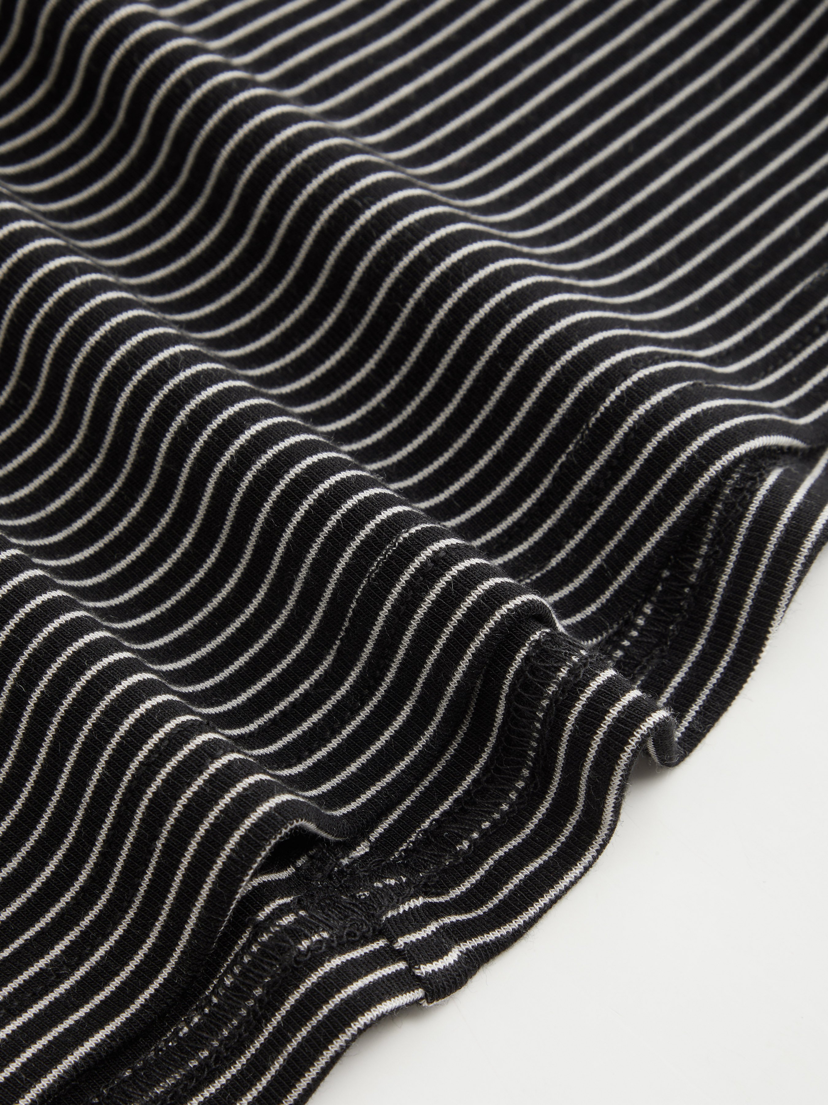 Cotton-blend High Stretch V-neck Short Sleeve Tee - Black Micro Pinstripe