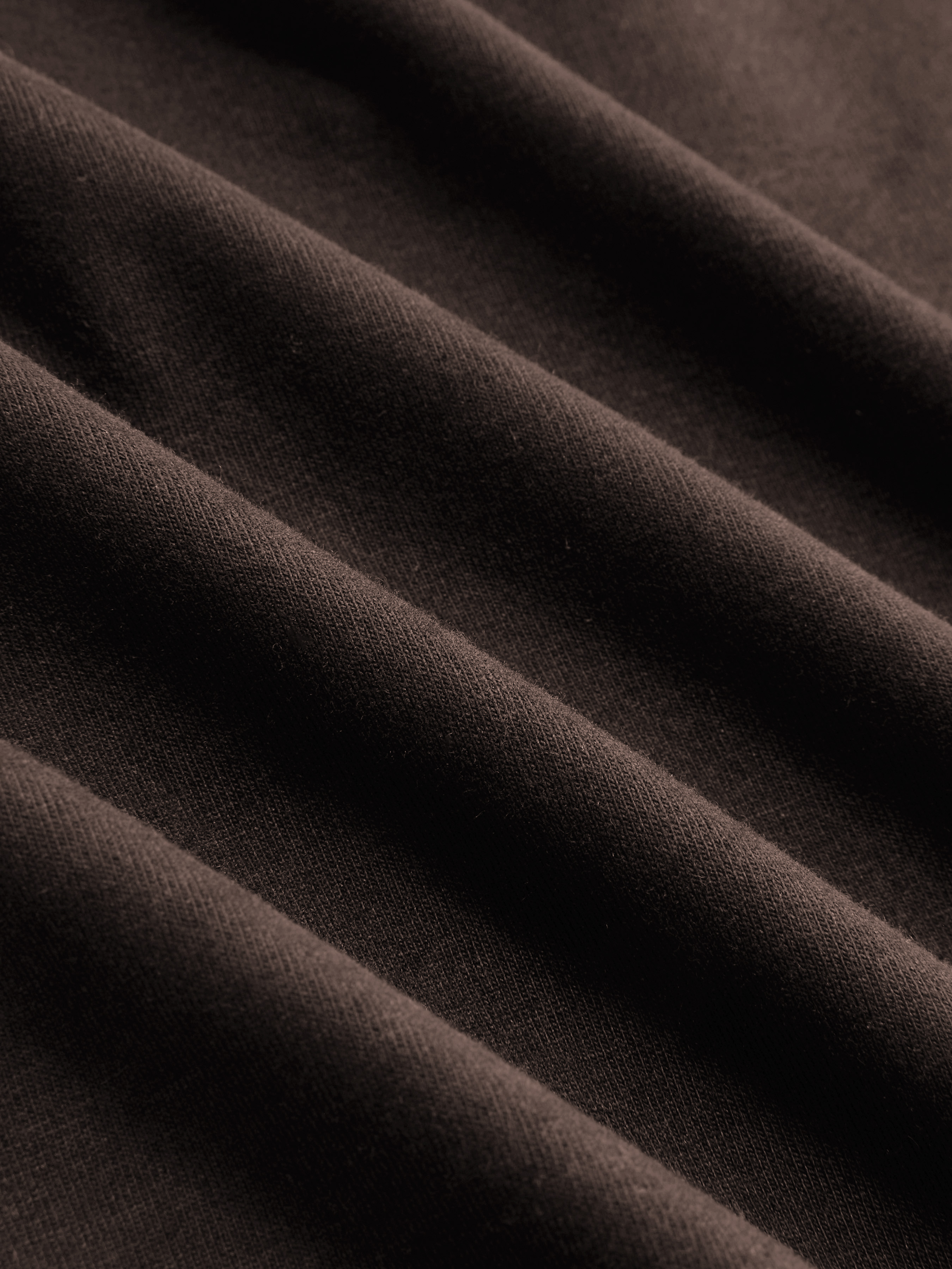 Knit Fabric Boat Neck Curved-Hem 3/4 Long Sleeve Tee - Brown