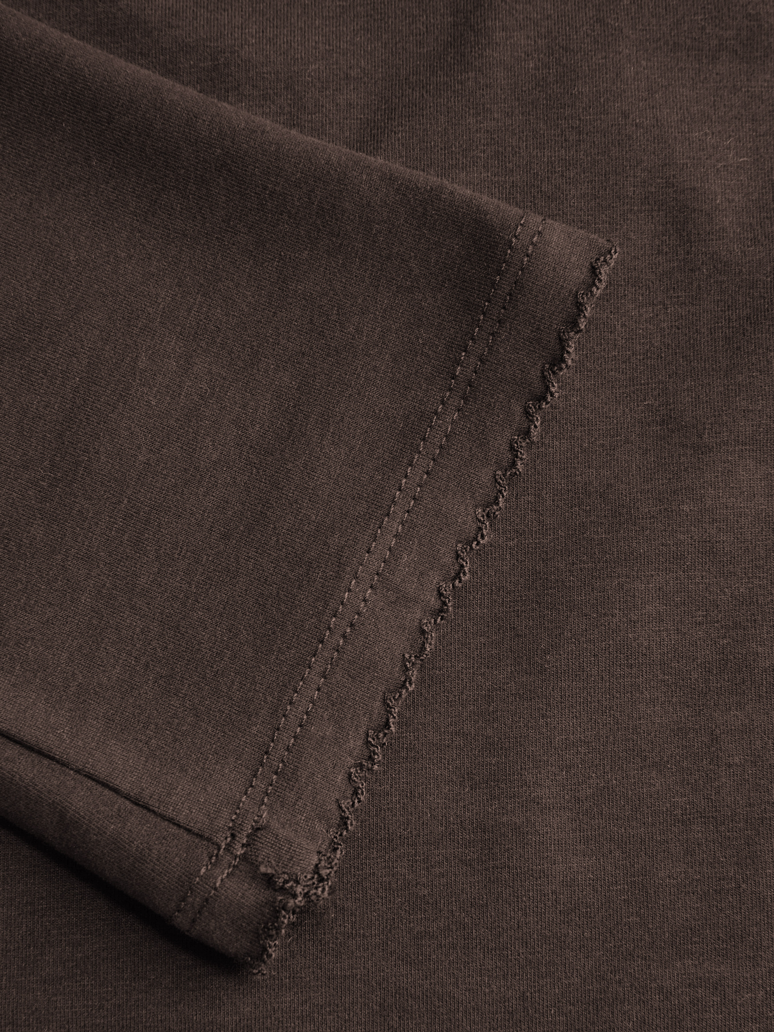 Knit Fabric Boat Neck Curved-Hem 3/4 Long Sleeve Tee - Brown
