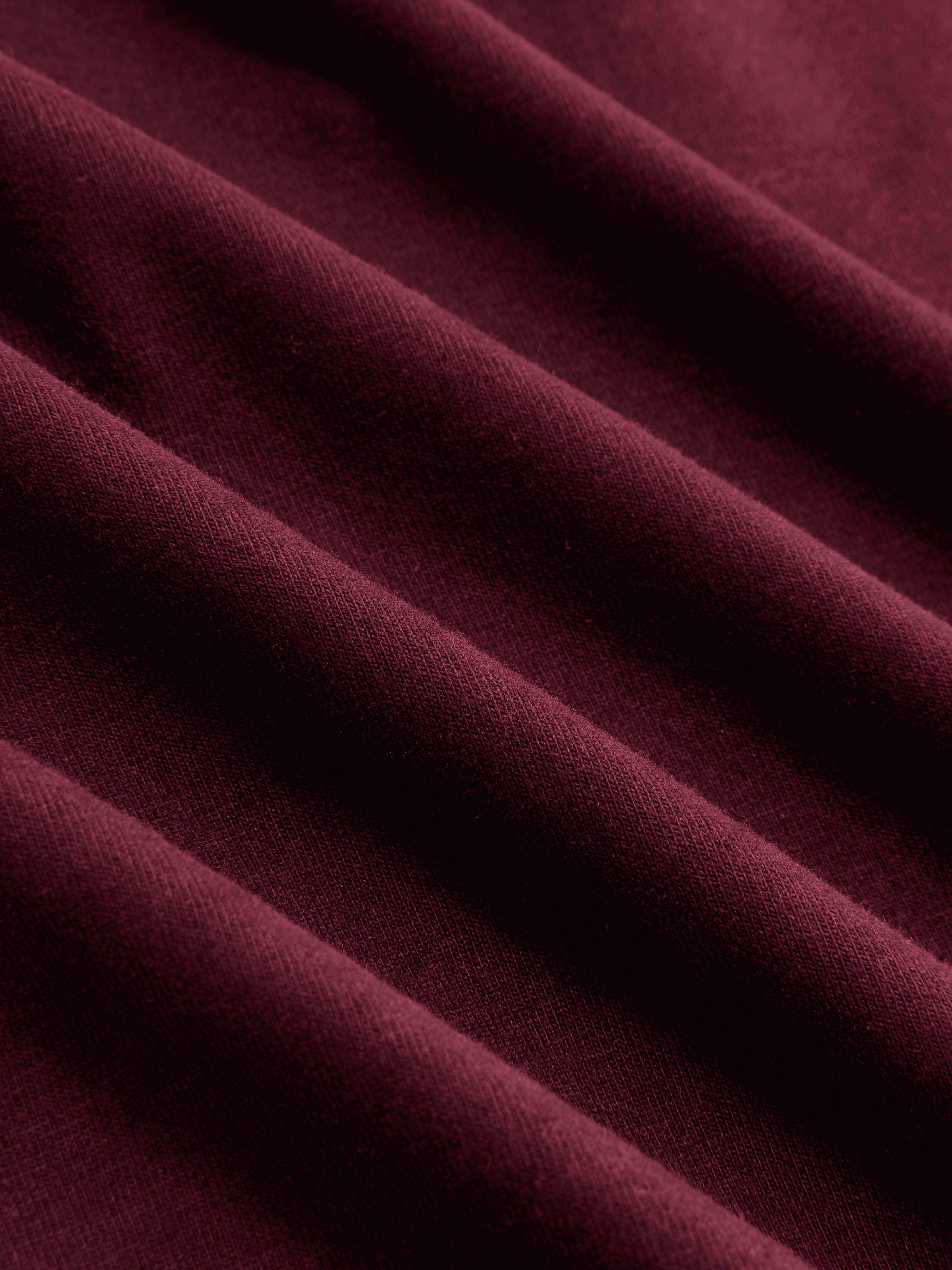 Knit Fabric Boat Neck Curved-Hem 3/4 Long Sleeve Tee - Wine