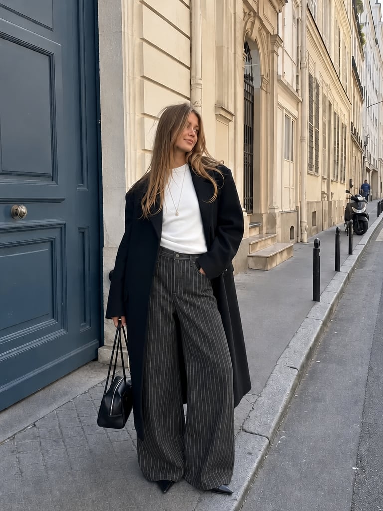 Denim Low-Rise Baggy Trousers - Black Stripe