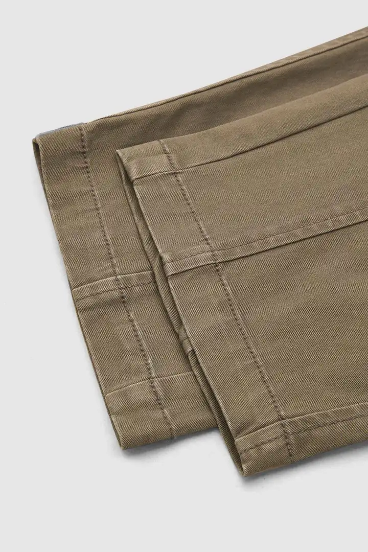 ⚡FINAL SALE⚡- Solid Stitch Detail Mid Waist Barrel Leg Pants Without Belt