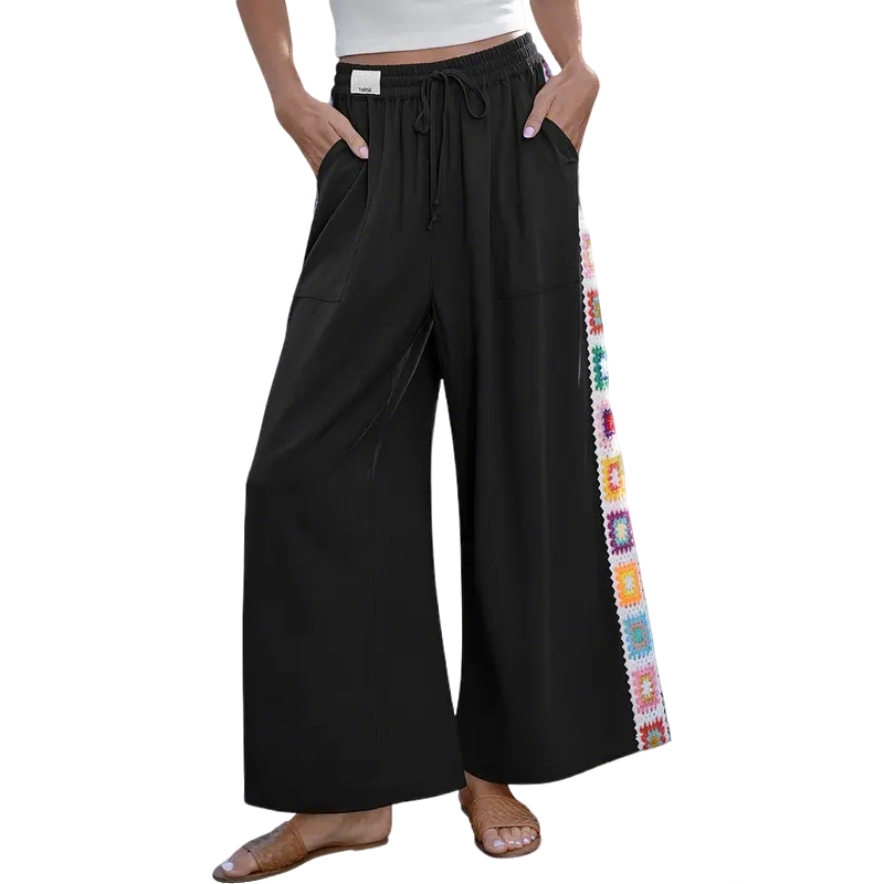 Special Sale🌴Women's Wide Leg Linen Pants Drawstring Pocket Boho Beach Pants