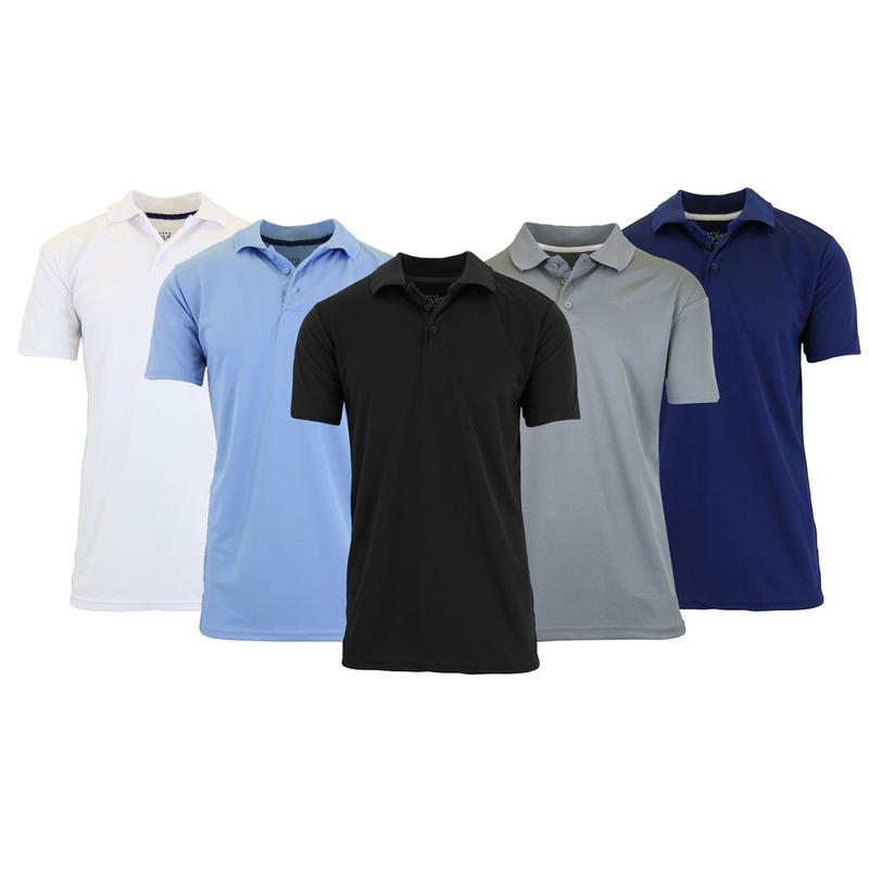 Men's 5-Pack Dry Fit Moisture-Wicking FabricPolo Collar Shirt Menswear Stylish Ribbed Sleeve