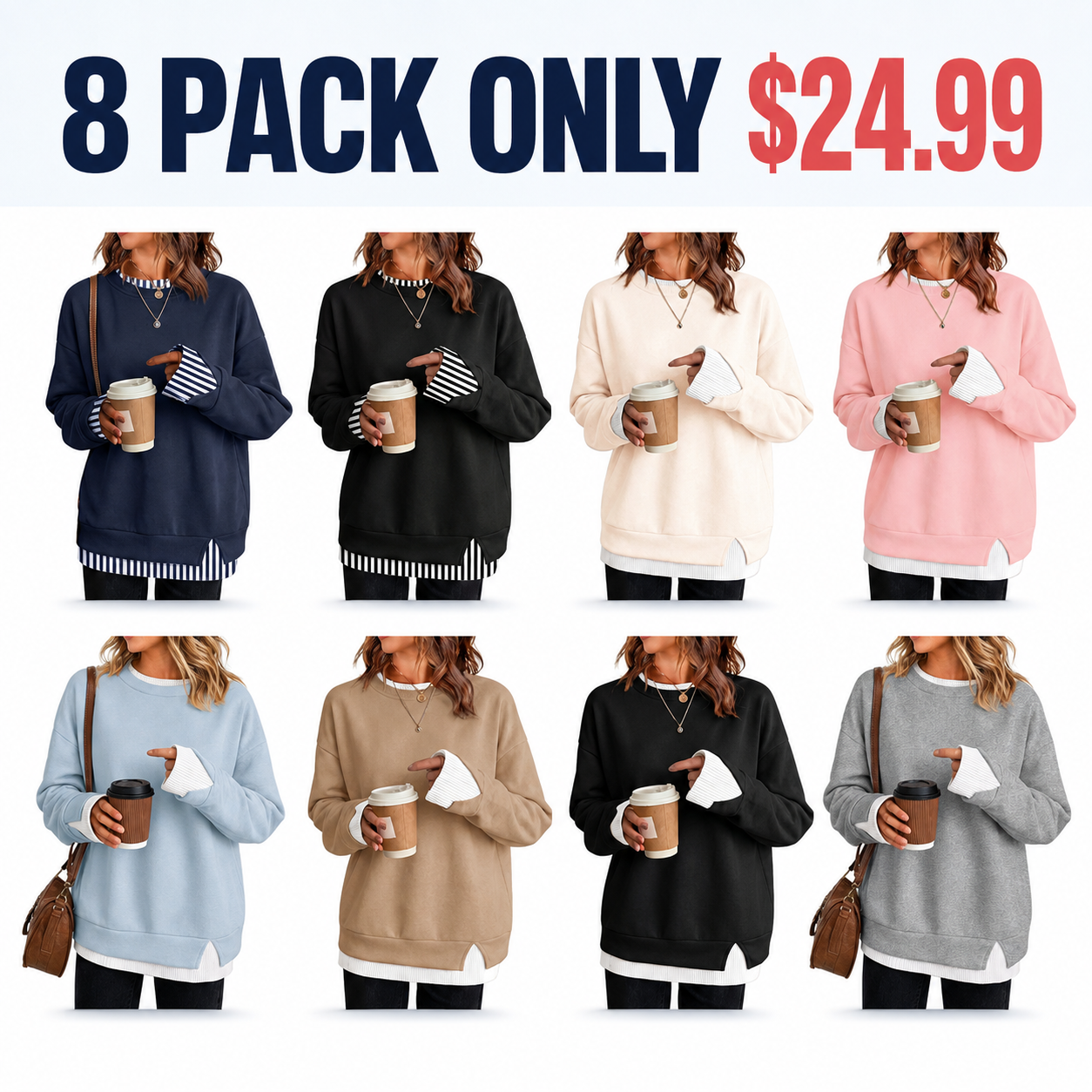 🔥Flash Sale⚡ Women’s Faux-Layered Oversized Sweatshirt Hoodie