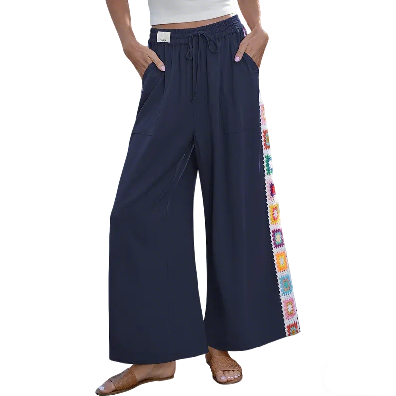 Special Sale🌴Women's Wide Leg Linen Pants Drawstring Pocket Boho Beach Pants