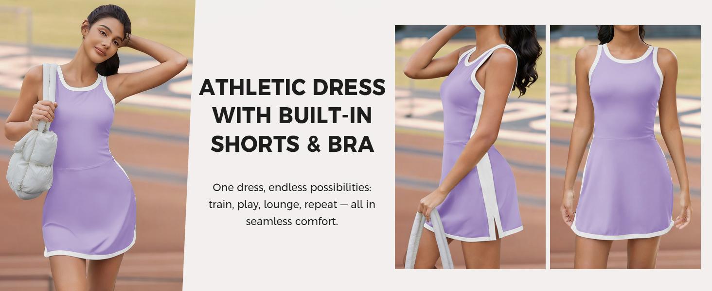 Fisoew women's sleeveless halter tennis dress with white piping, open back design, and stylish cutout details at the back, perfect for sports or casual wear #TikTokShopJumpstartSale Workoutdress
