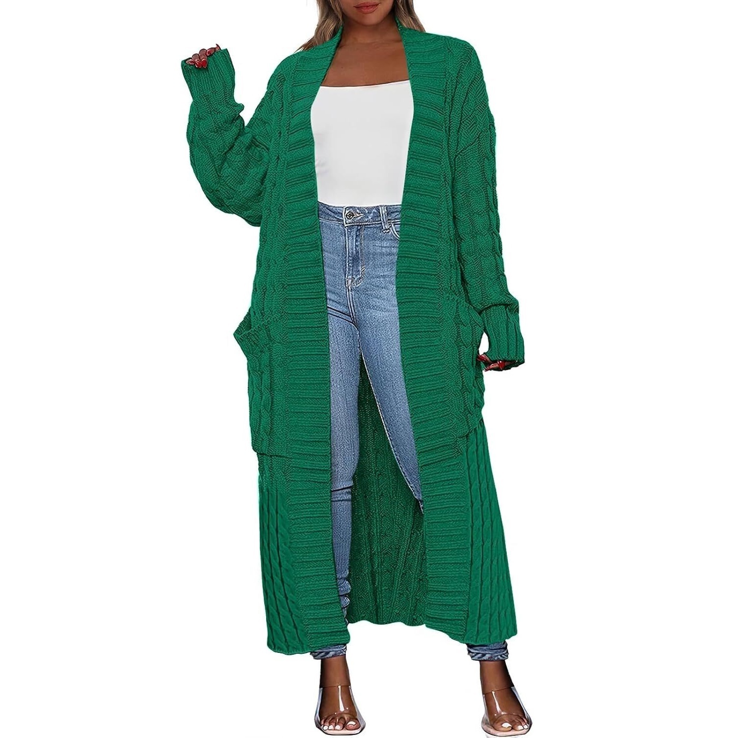 Women's Long Cardigan 2026 Oversized Coat Long Sleeve Open Cardigan Knitted Extra