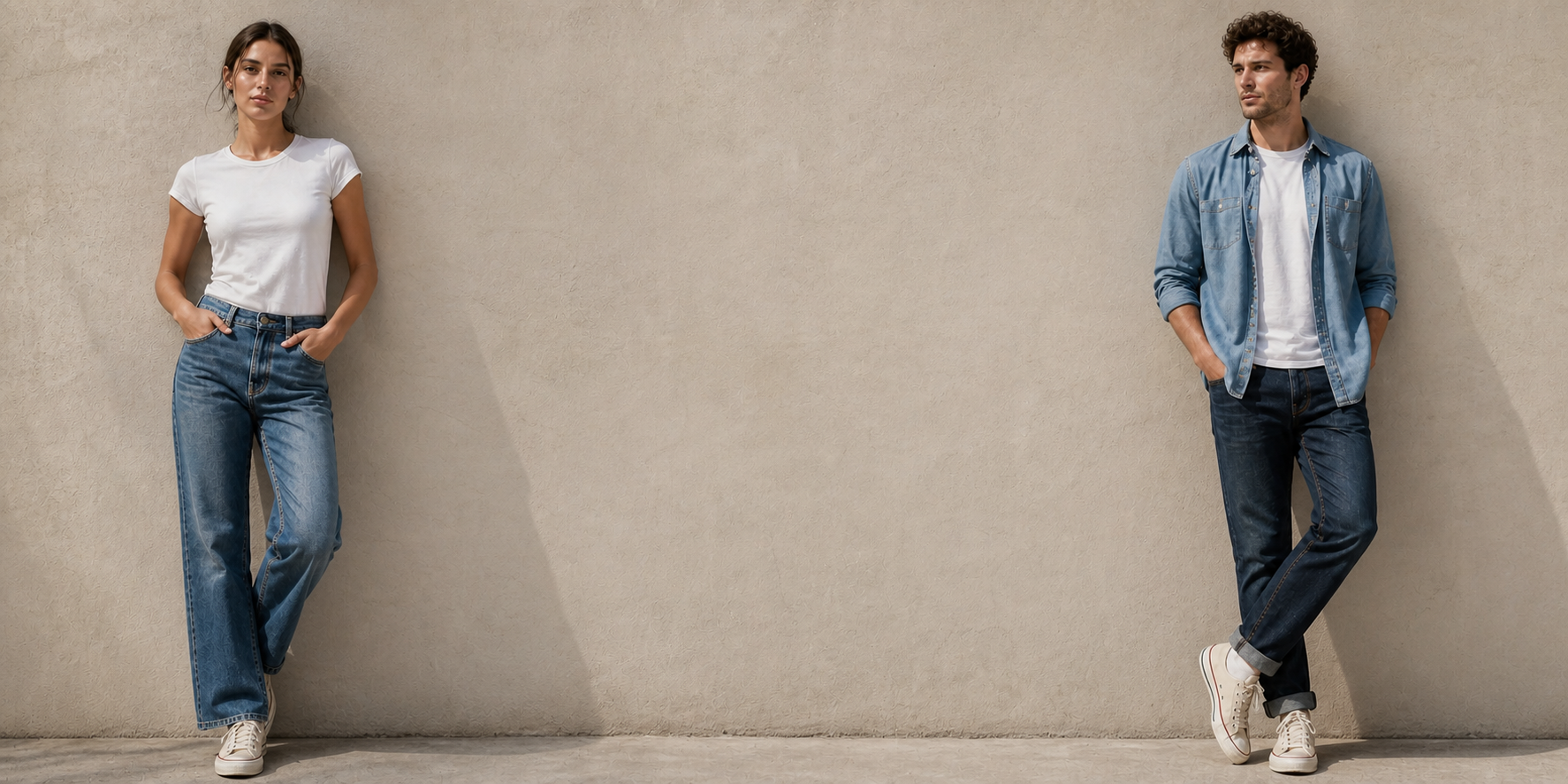 Women and men in casual denim