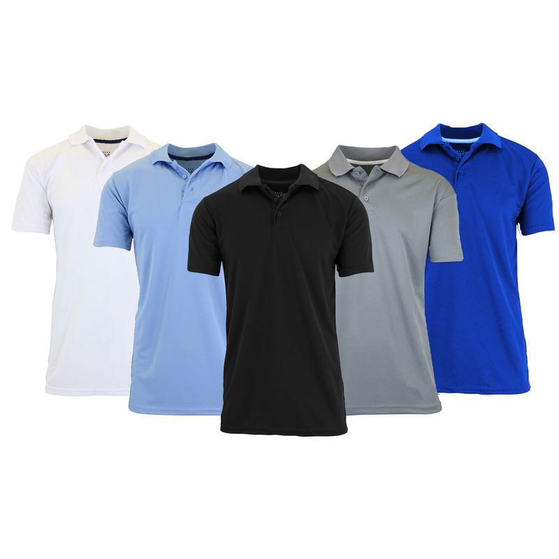 Men's 5-Pack Dry Fit Moisture-Wicking FabricPolo Collar Shirt Menswear Stylish Ribbed Sleeve