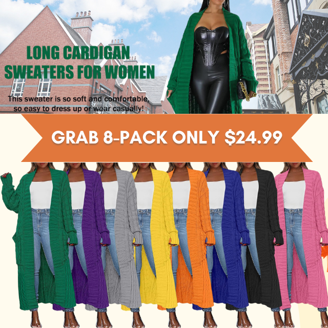 Women's Long Cardigan 2026 Oversized Coat Long Sleeve Open Cardigan Knitted Extra
